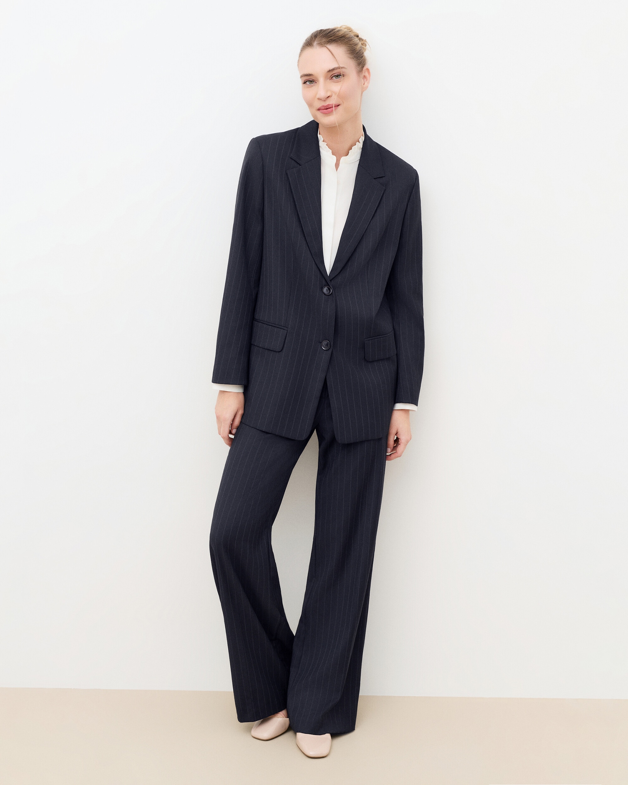 Blazer de mujer con estampado de rayas oversize - Caroll - Azul marino Azul marino-1