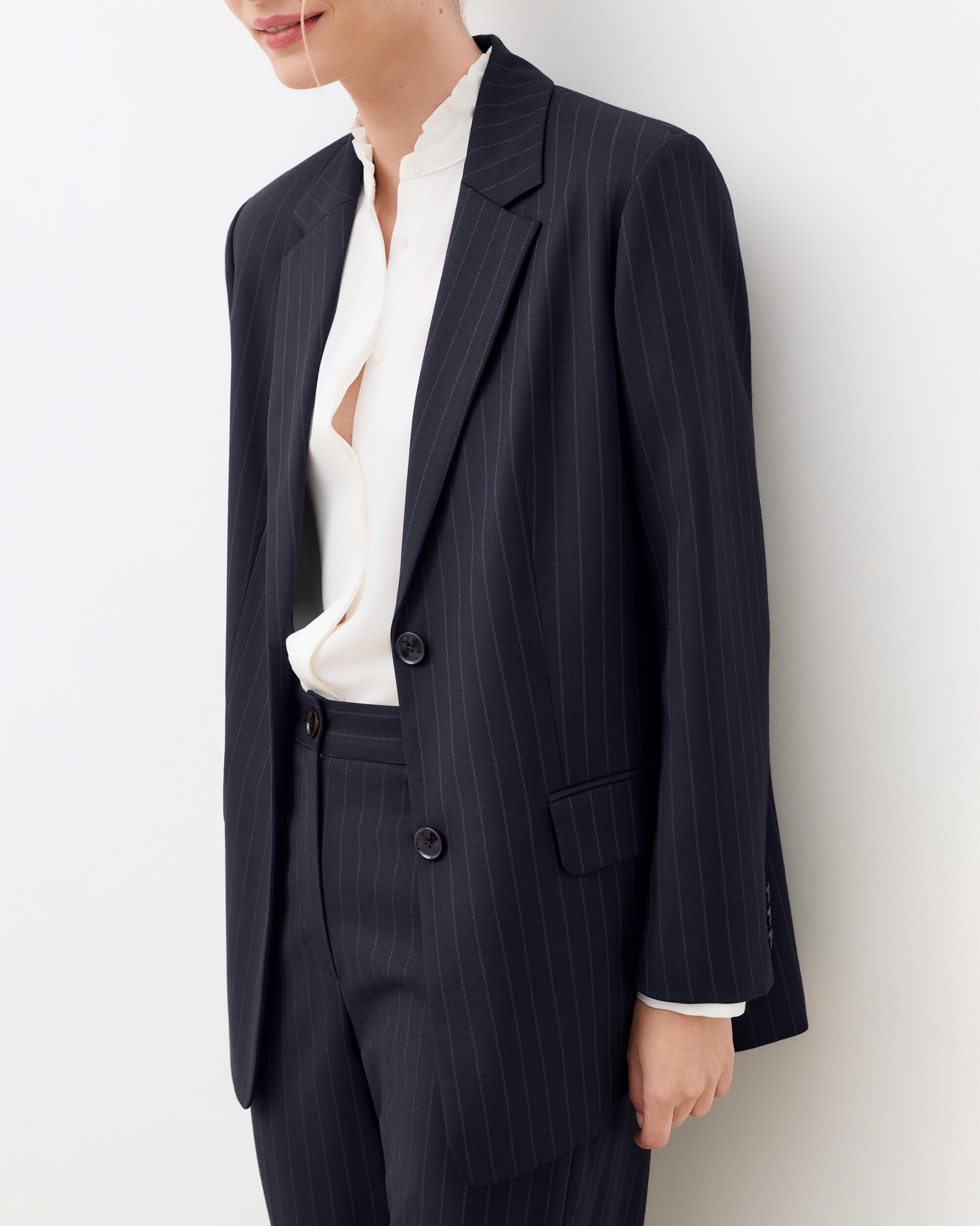 Blazer de mujer con estampado de rayas oversize - Caroll - Azul marino Azul marino-3