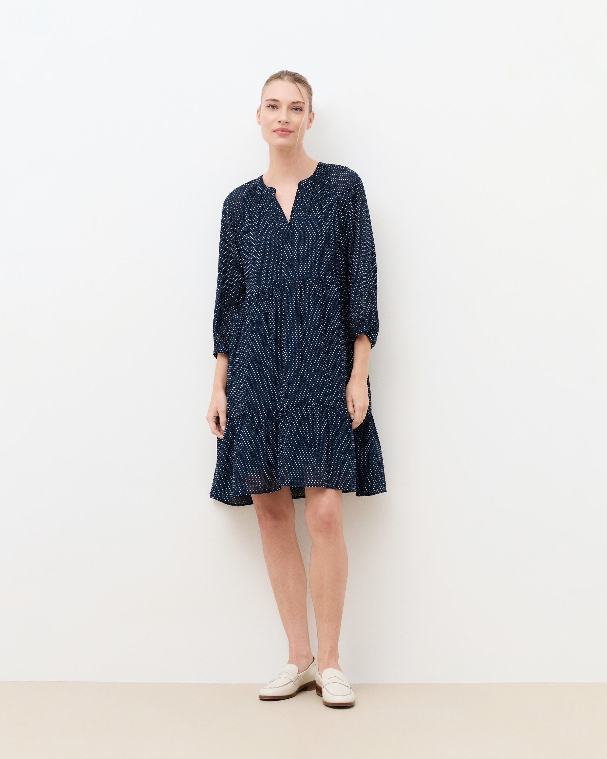 Vestido corto con escote pico - Caroll - Azul marino Azul marino-1