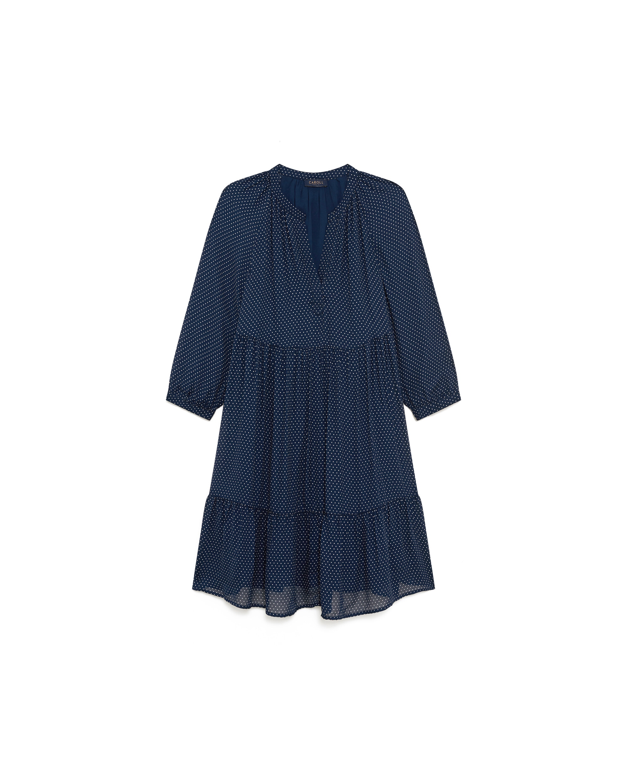 Vestido corto con escote pico - Caroll - Azul marino Azul marino-4