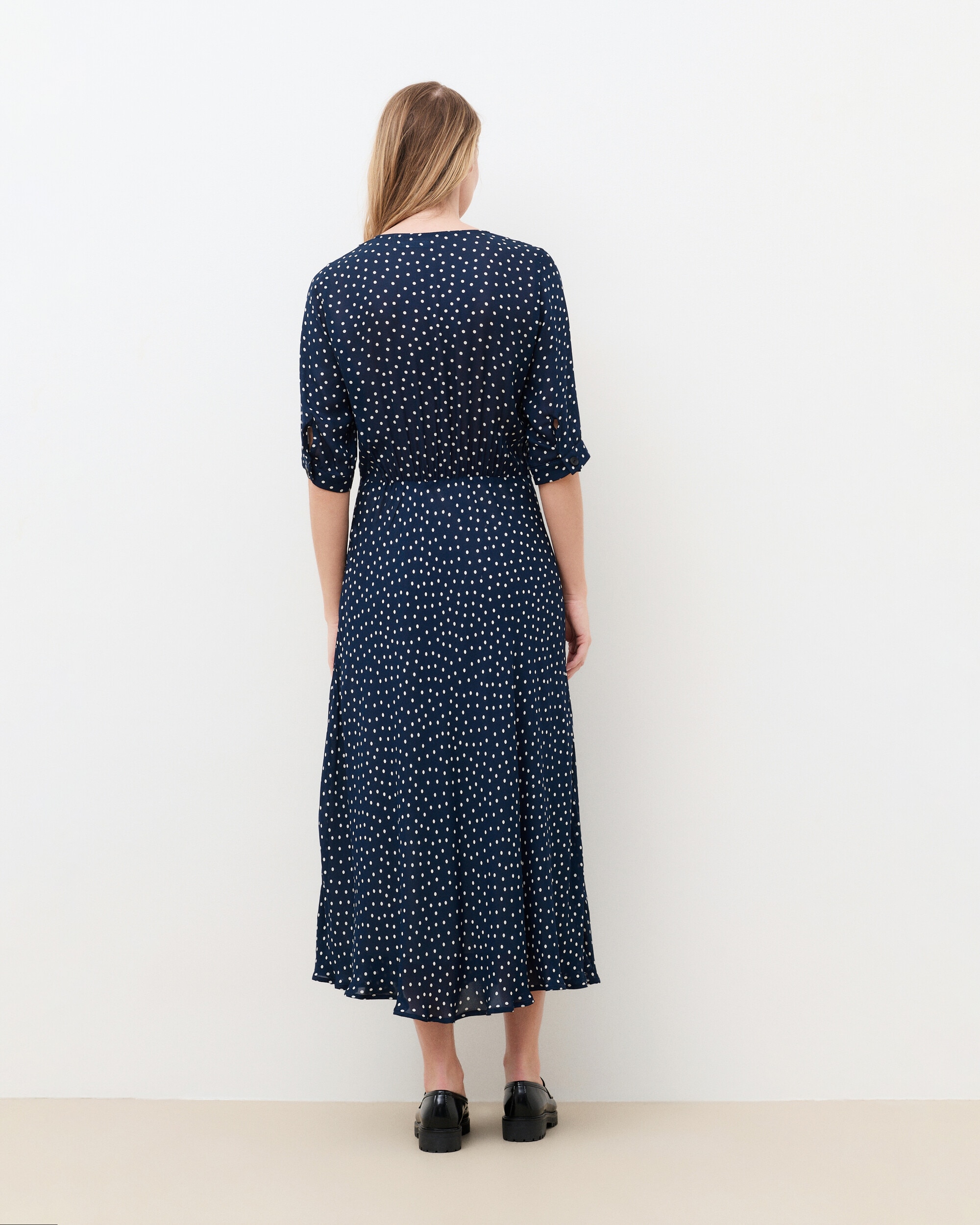 Vestido largo con estampado de lunares - Caroll - Azul marino Azul marino-2