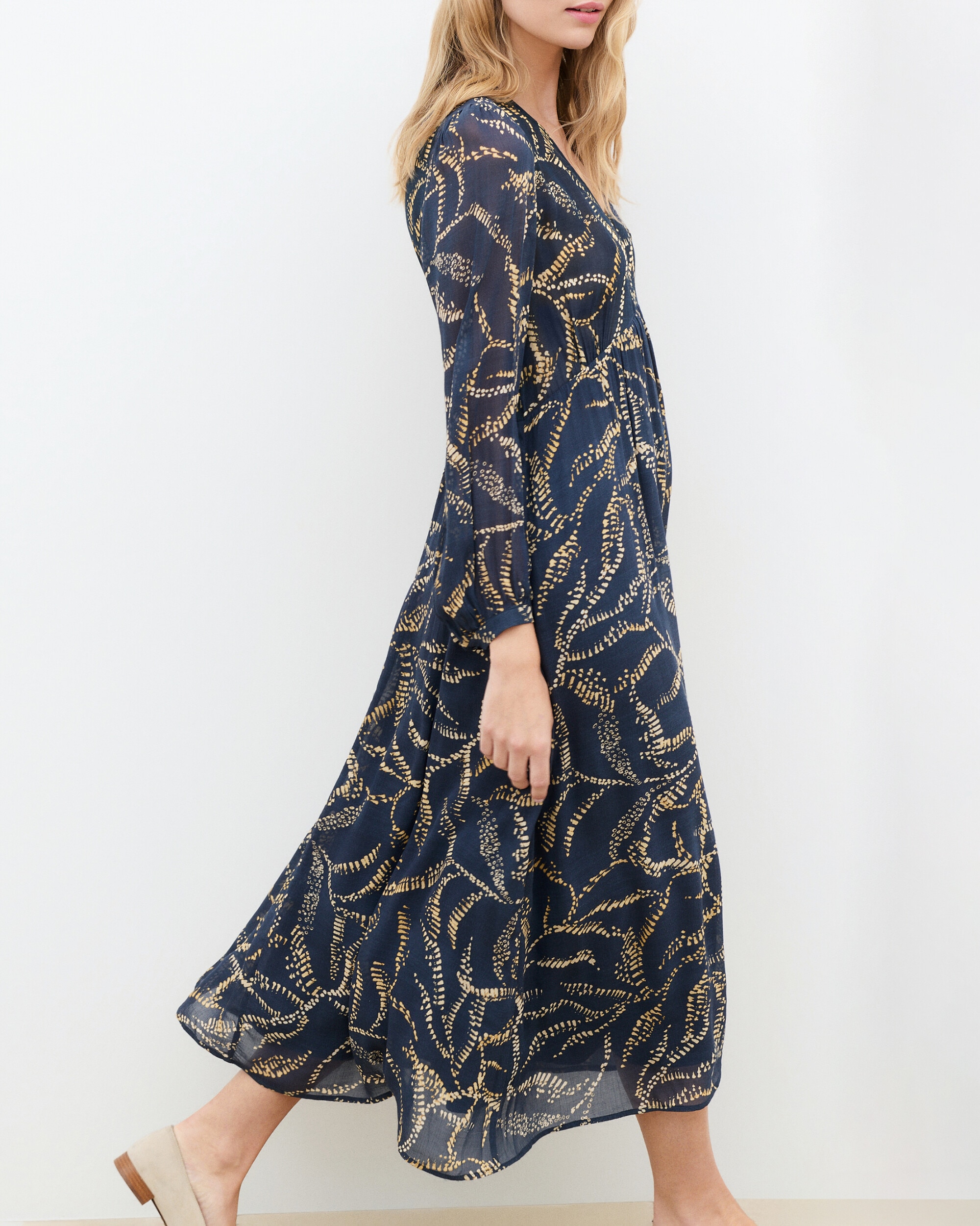 Vestido midi con manga larga - Caroll - Azul marino Azul marino-3