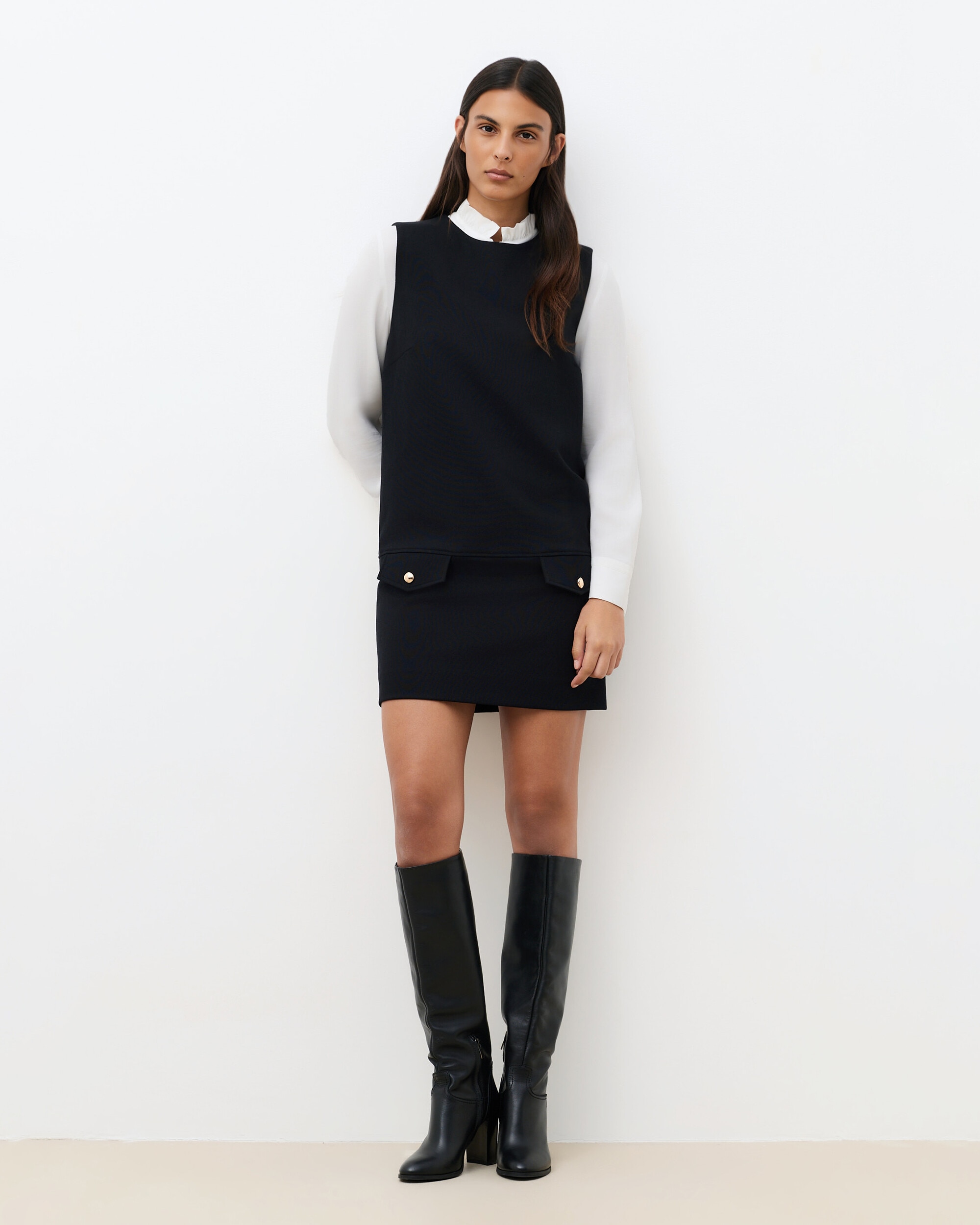 Vestido corto de punto sin mangas - Caroll - Negro Negro-1