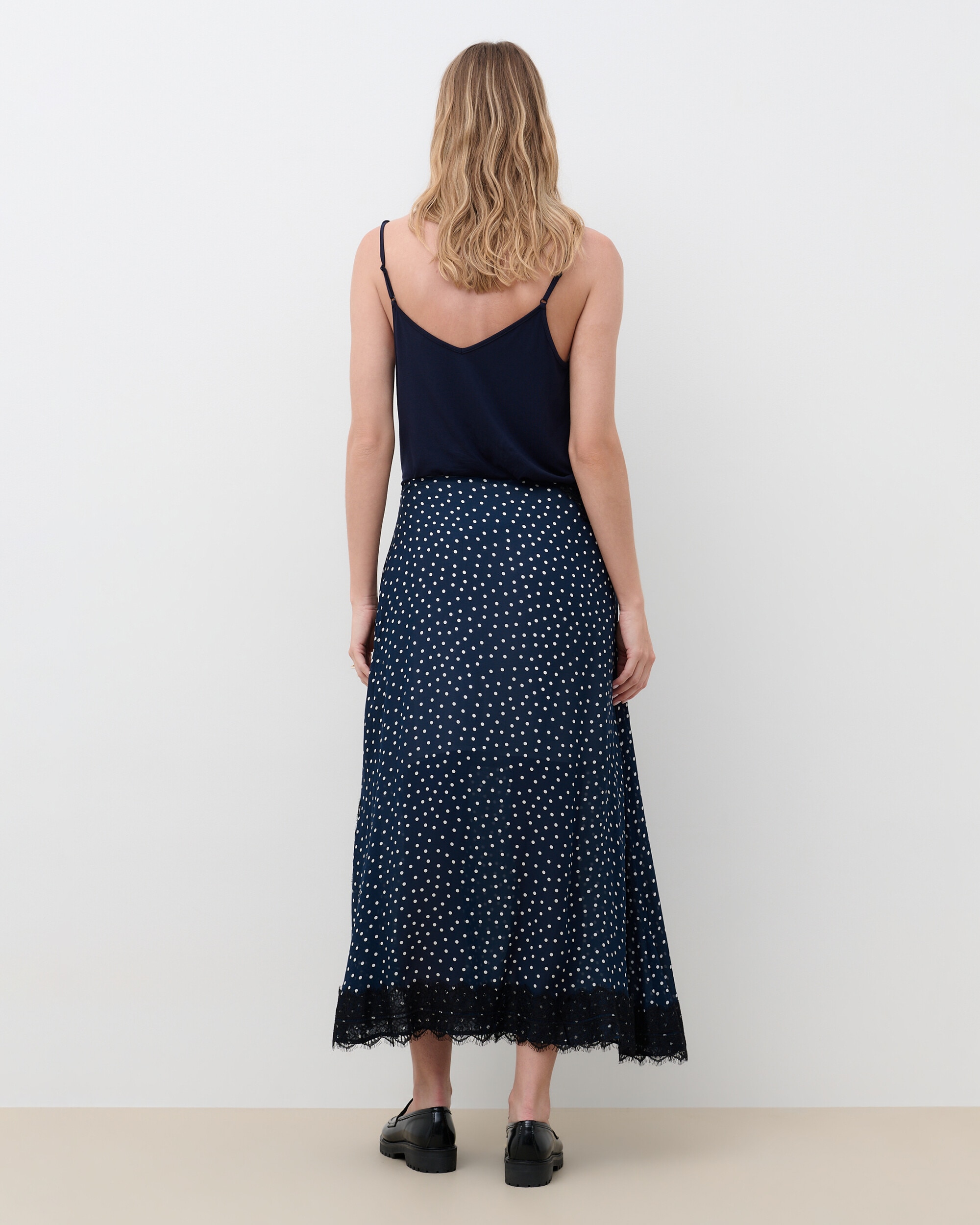 Falda midi con estampado de lunares - Caroll - Azul marino Azul marino-2