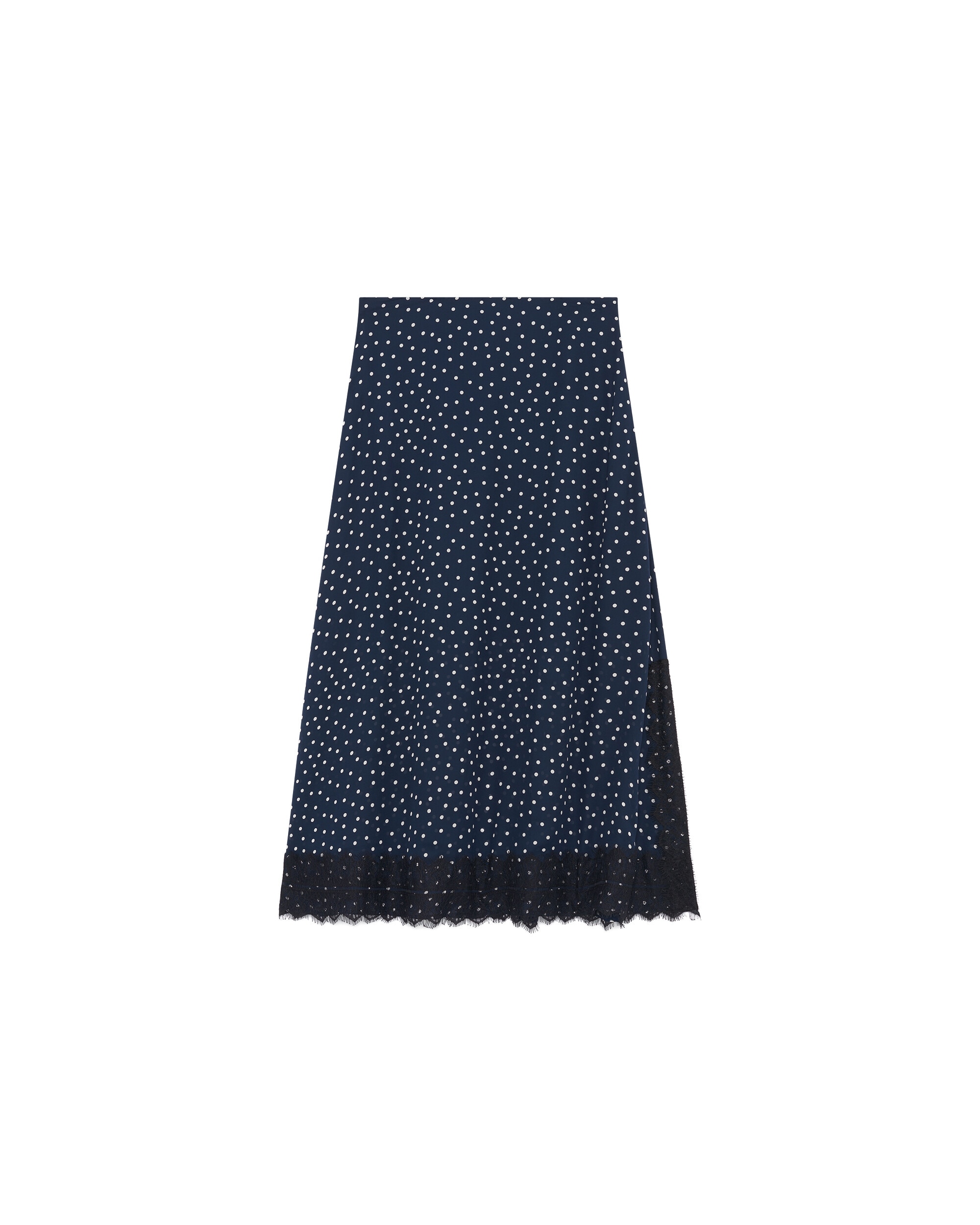 Falda midi con estampado de lunares - Caroll - Azul marino Azul marino-4