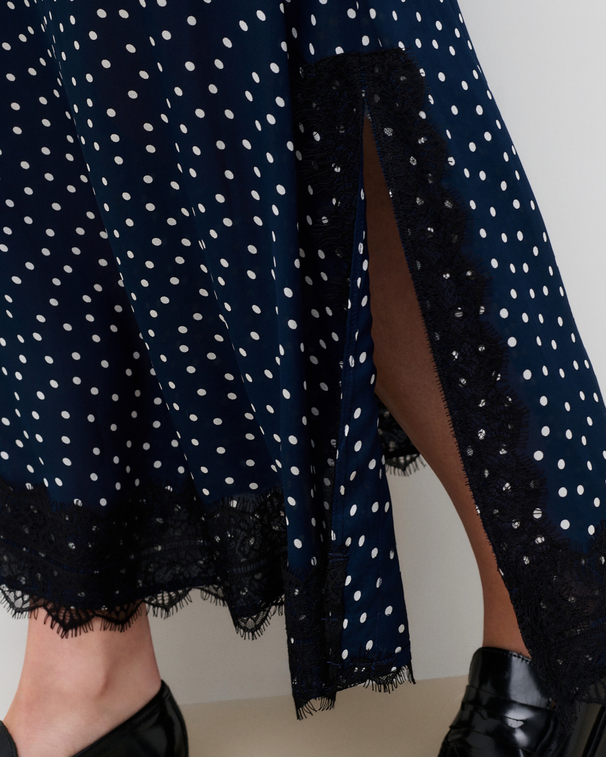 Falda midi con estampado de lunares - Caroll - Azul marino Azul marino-3