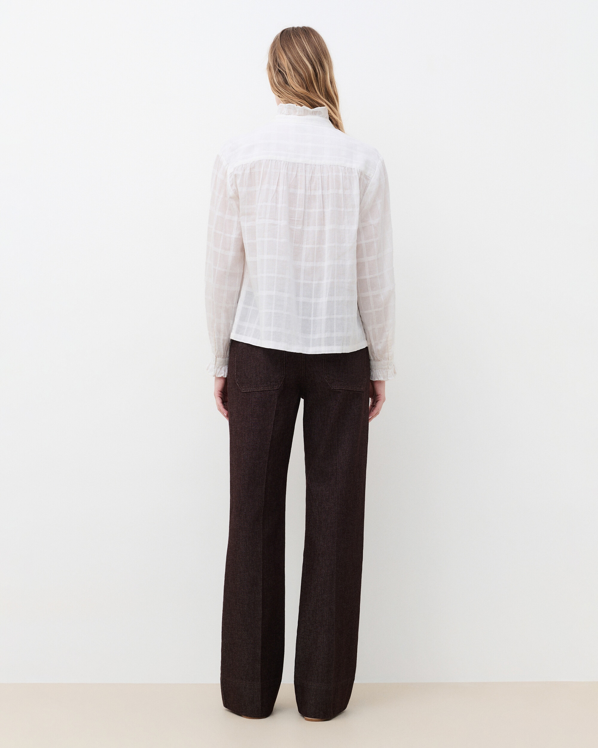Blusa de mujer con cuello mao - Caroll - Crudo Crudo-2
