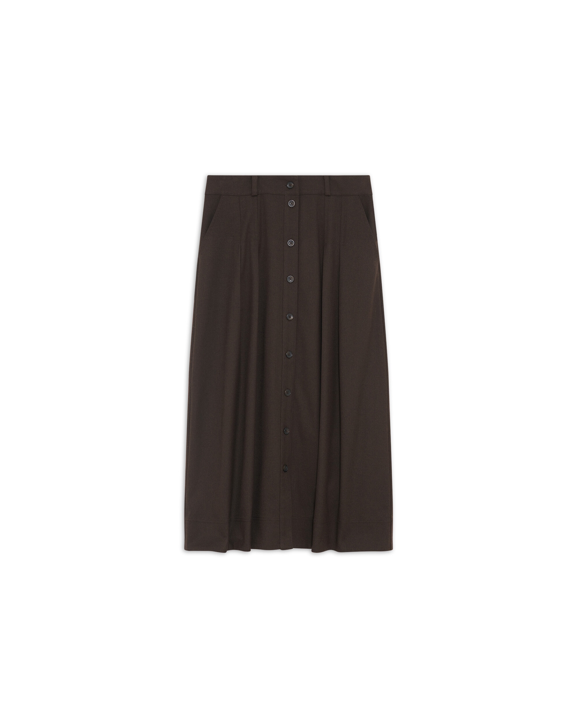 Falda larga con botones - Caroll - Marrón oscuro Marrón oscuro-4