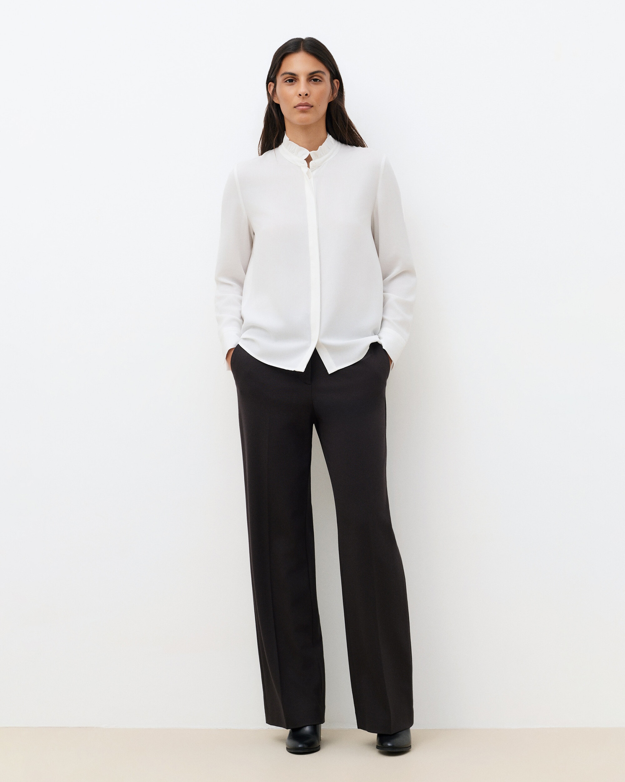 Blusa de mujer con cuello mao - Caroll - Blanco Blanco-1