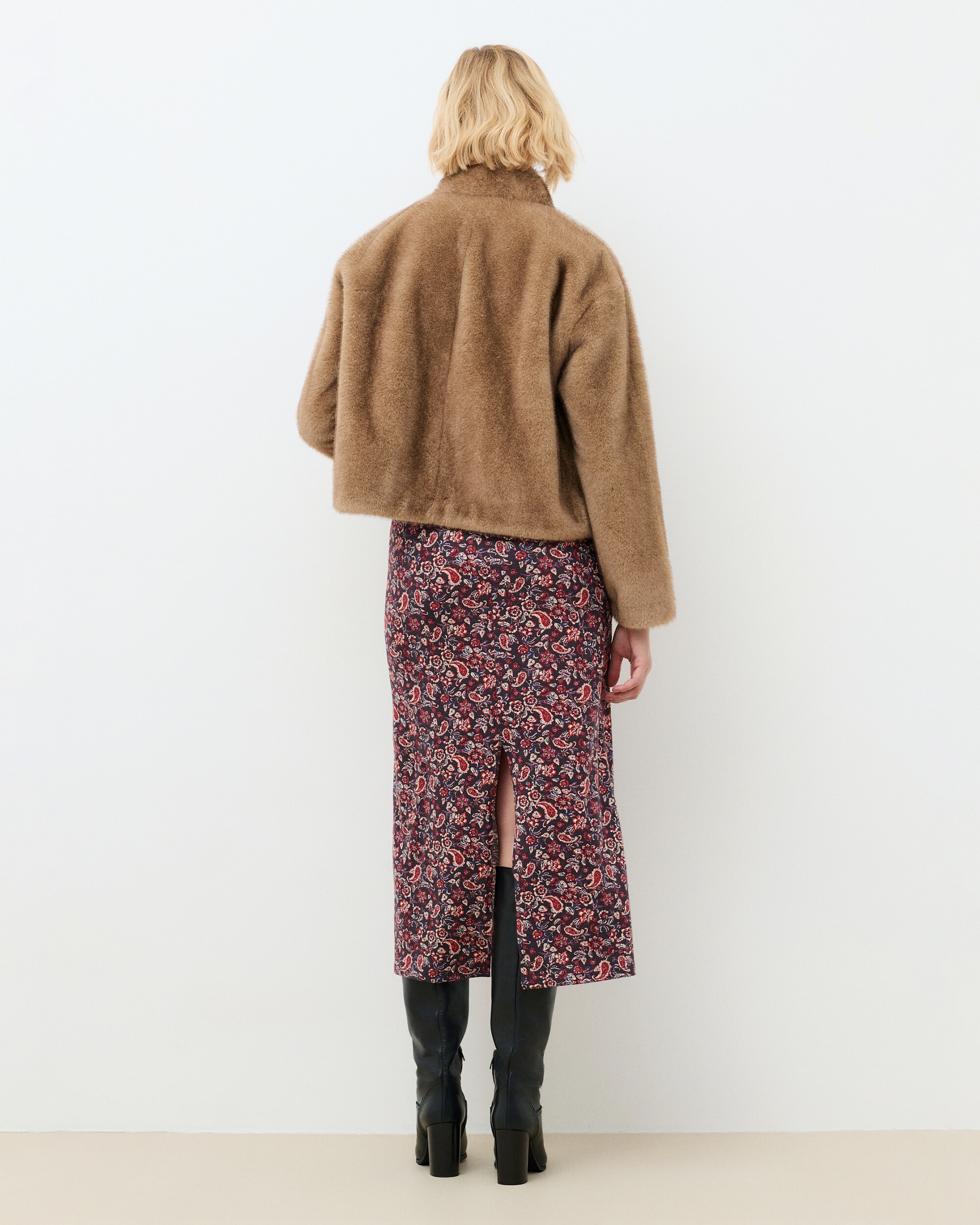 Chaqueta de mujer corte crop - Caroll - Marrón claro Marrón claro-2