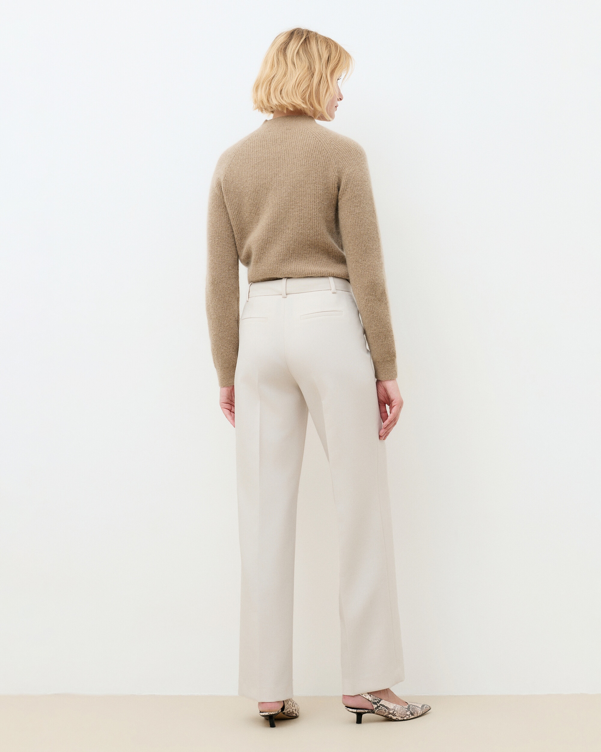Imagen 2 de Pantalones anchos de mujer con pinza - Caroll - Crema Crema
