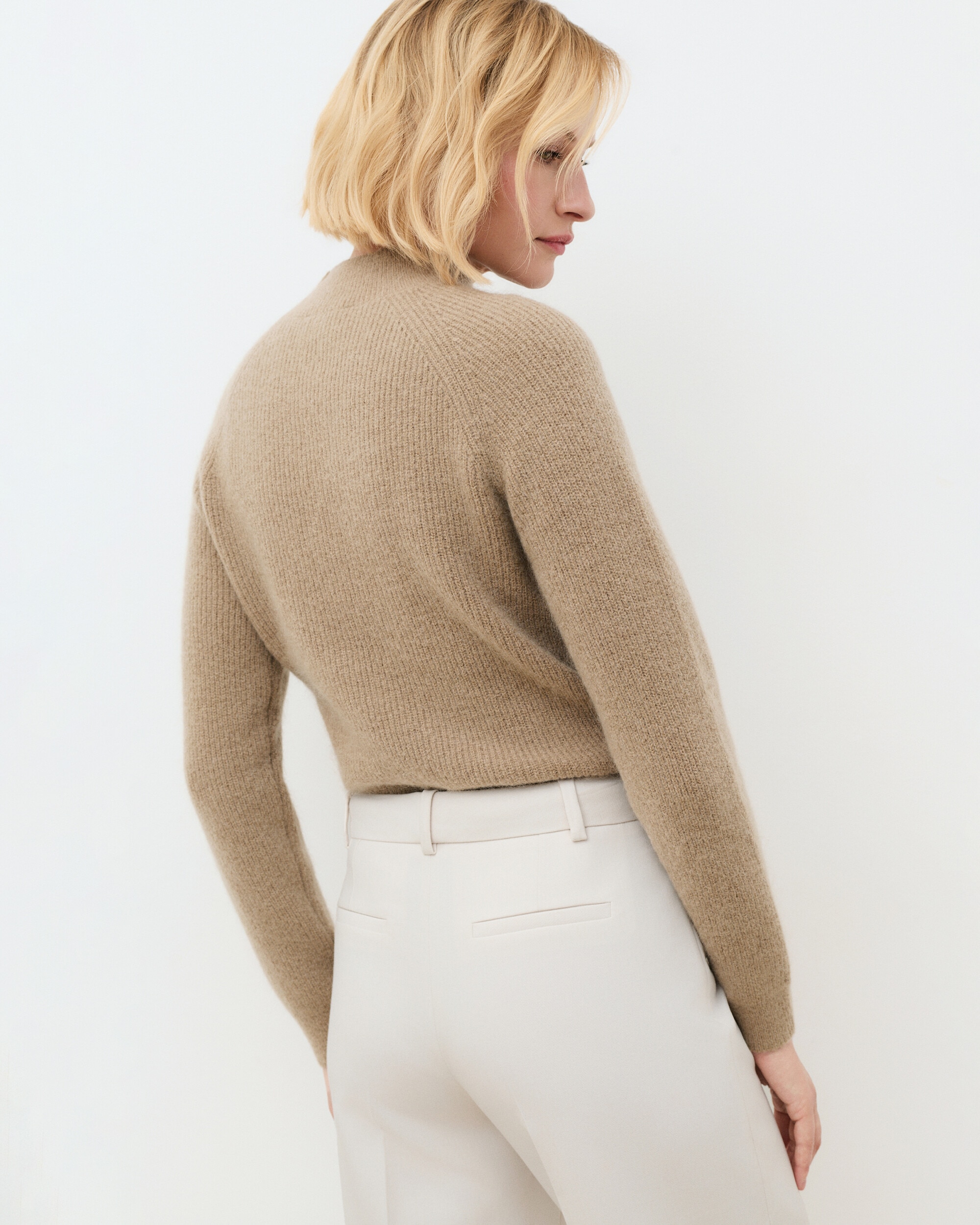 Imagen 3 de Pantalones anchos de mujer con pinza - Caroll - Crema Crema