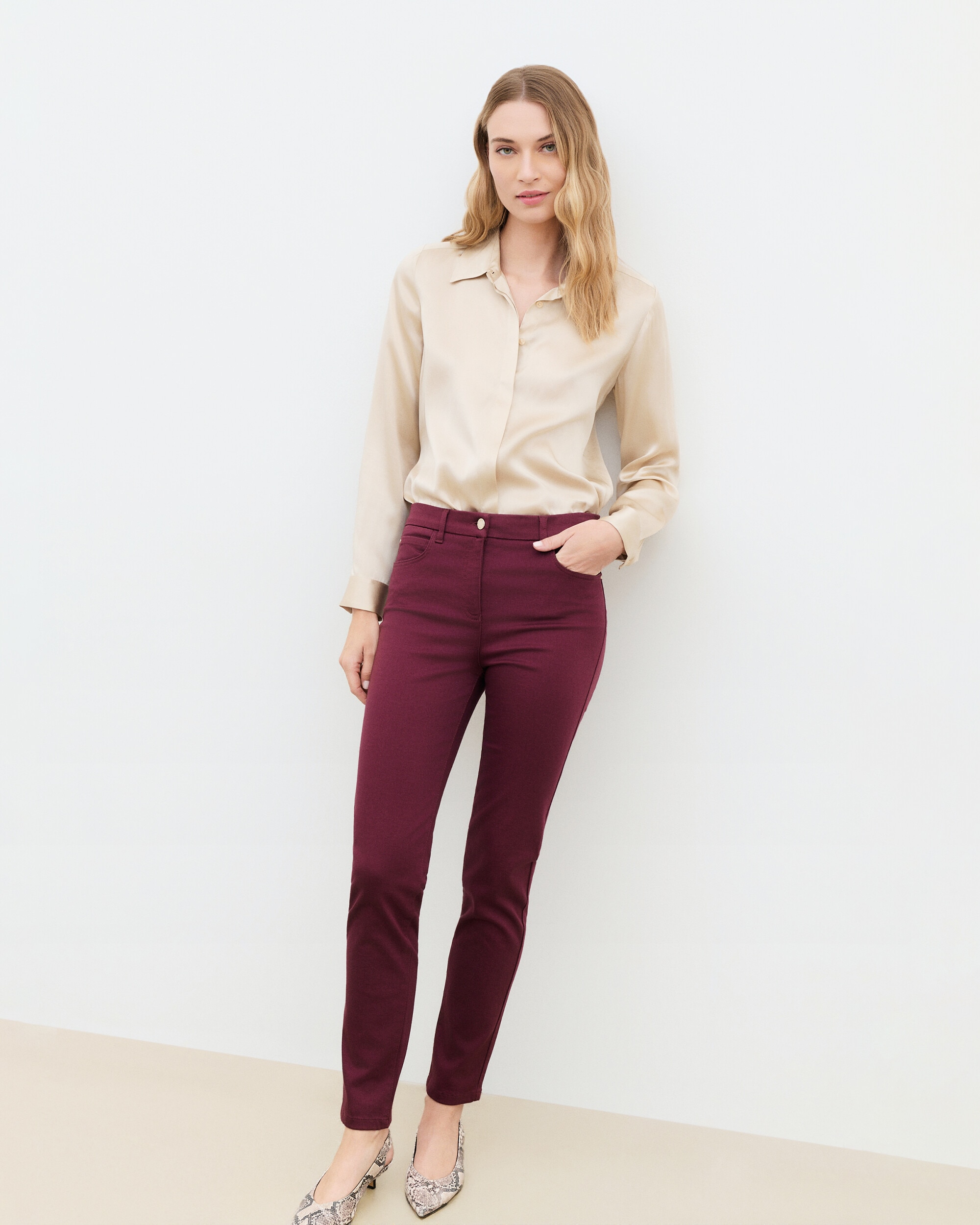 Camisa de mujer con manga larga - Caroll - Burdeos Burdeos-1