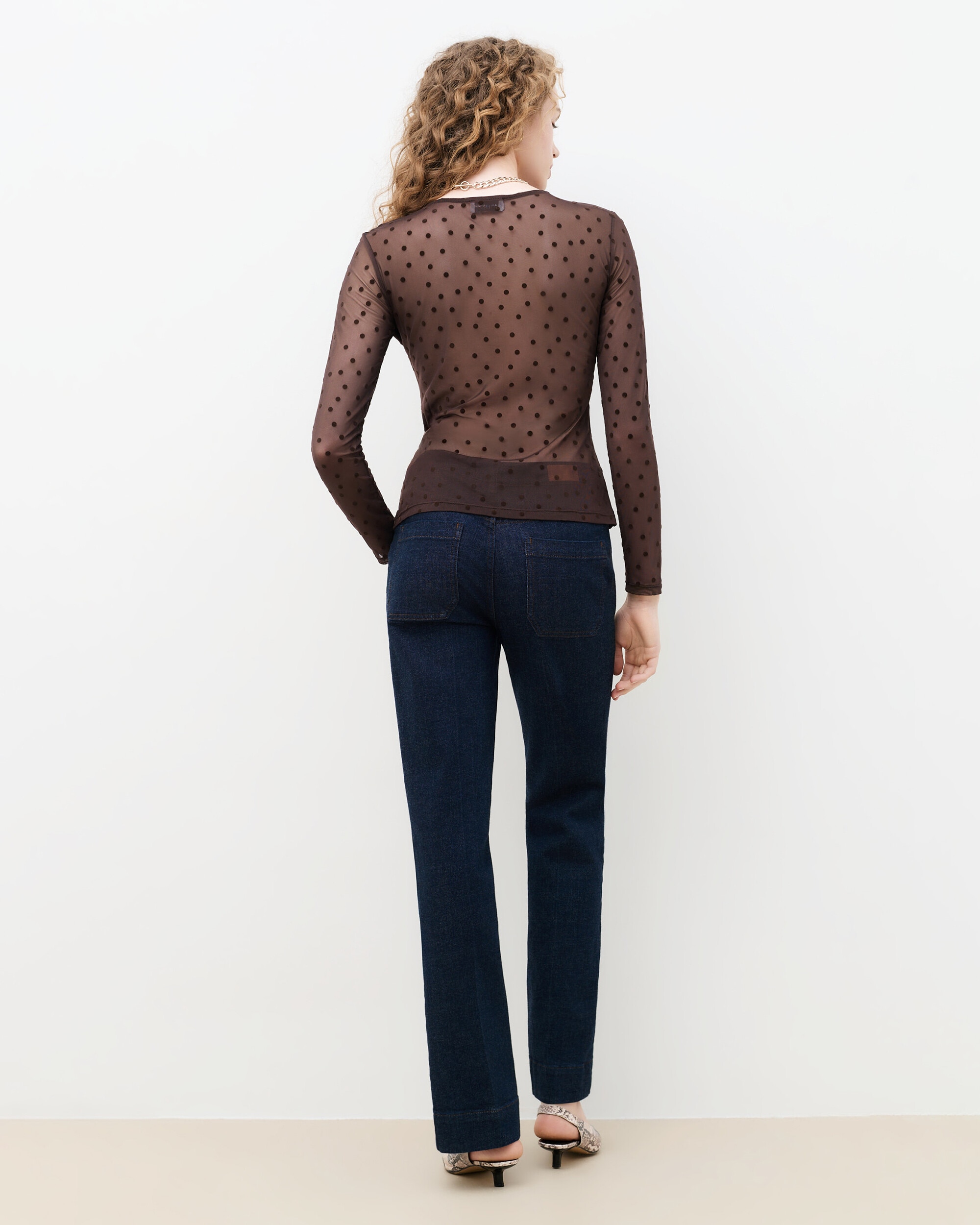Camiseta de mujer con estampado de lunares - Caroll - Marrón oscuro Marrón oscuro-2