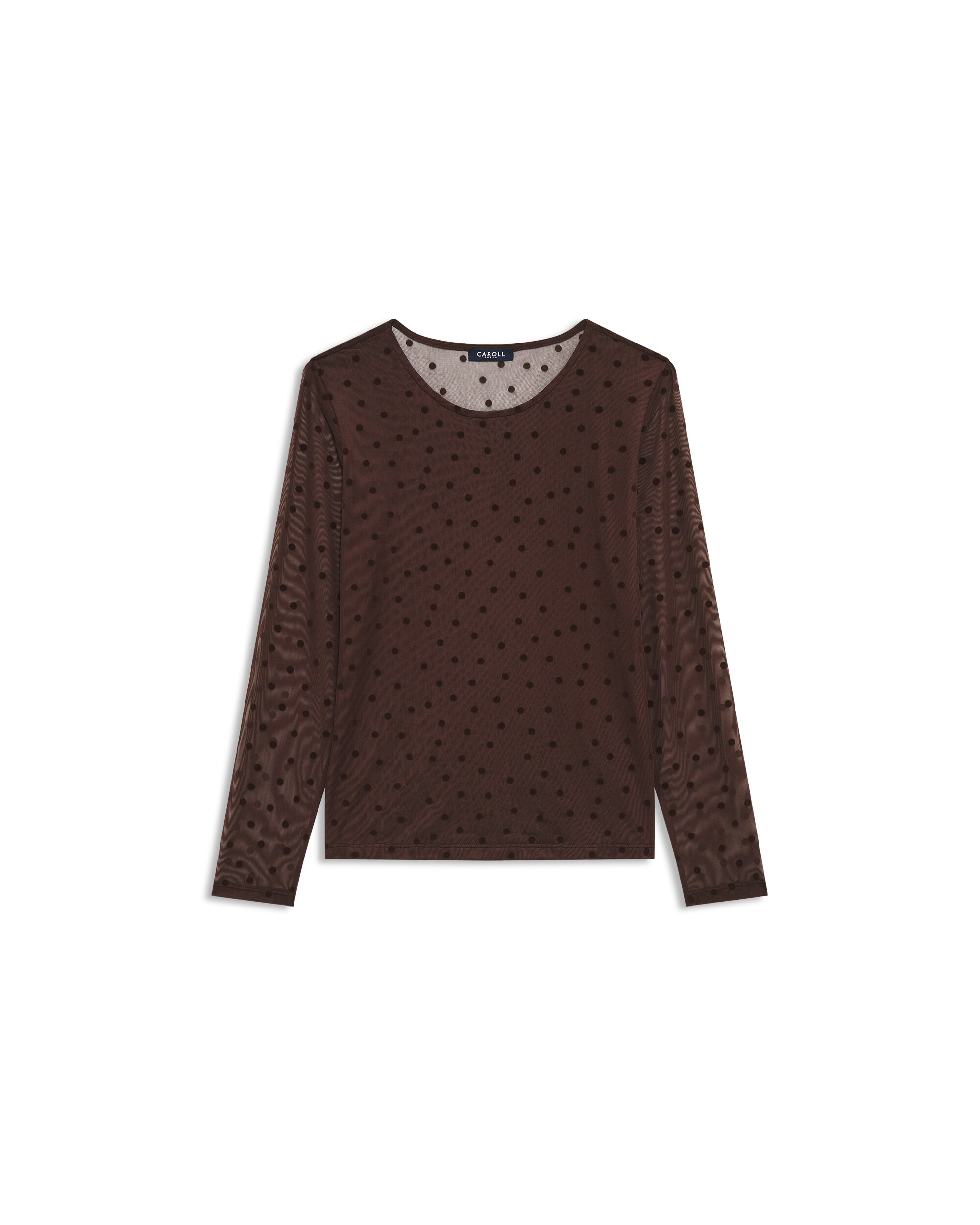 Camiseta de mujer con estampado de lunares - Caroll - Marrón oscuro Marrón oscuro-4