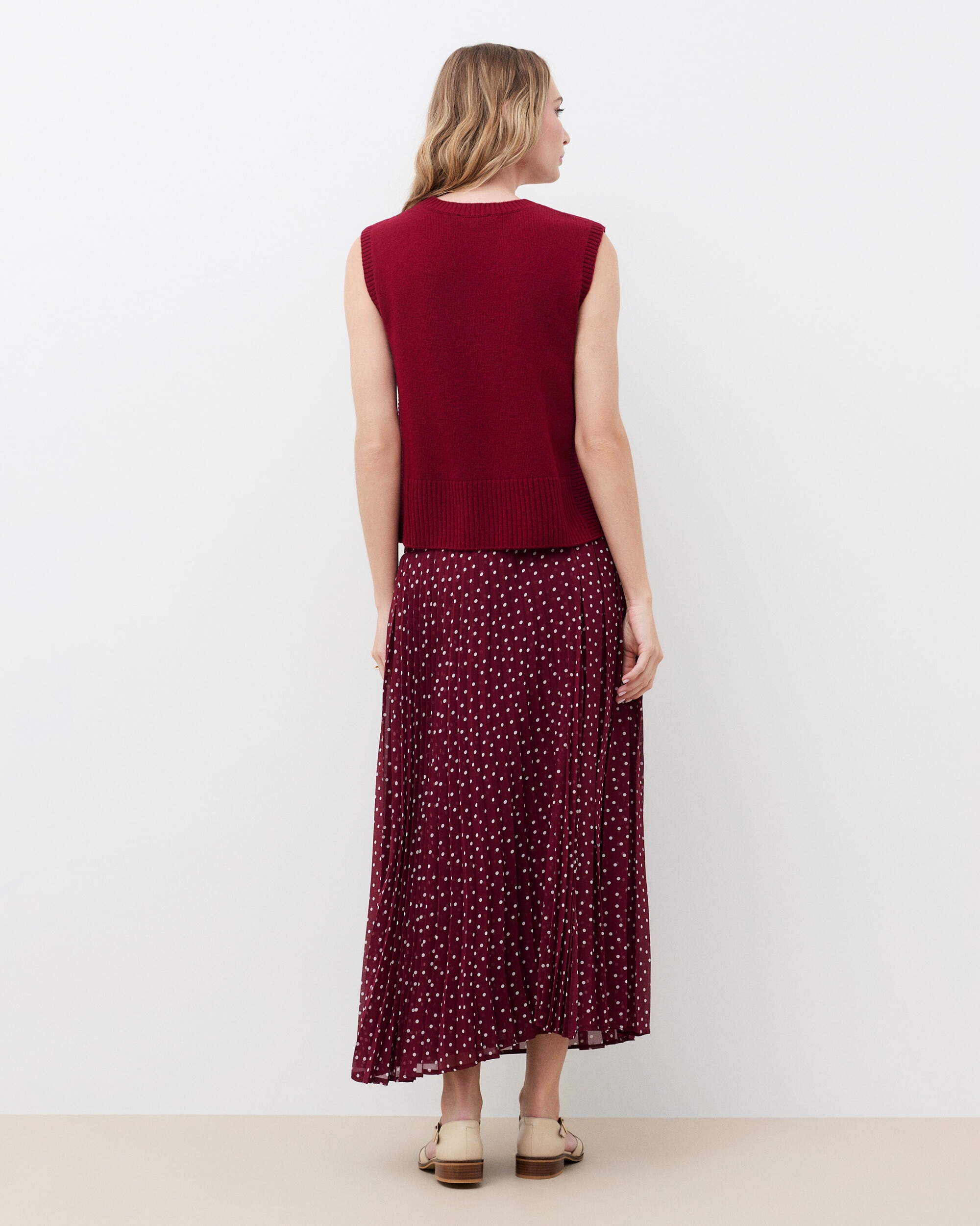 Falda larga con estampado de lunares - Caroll - Burdeos Burdeos-2