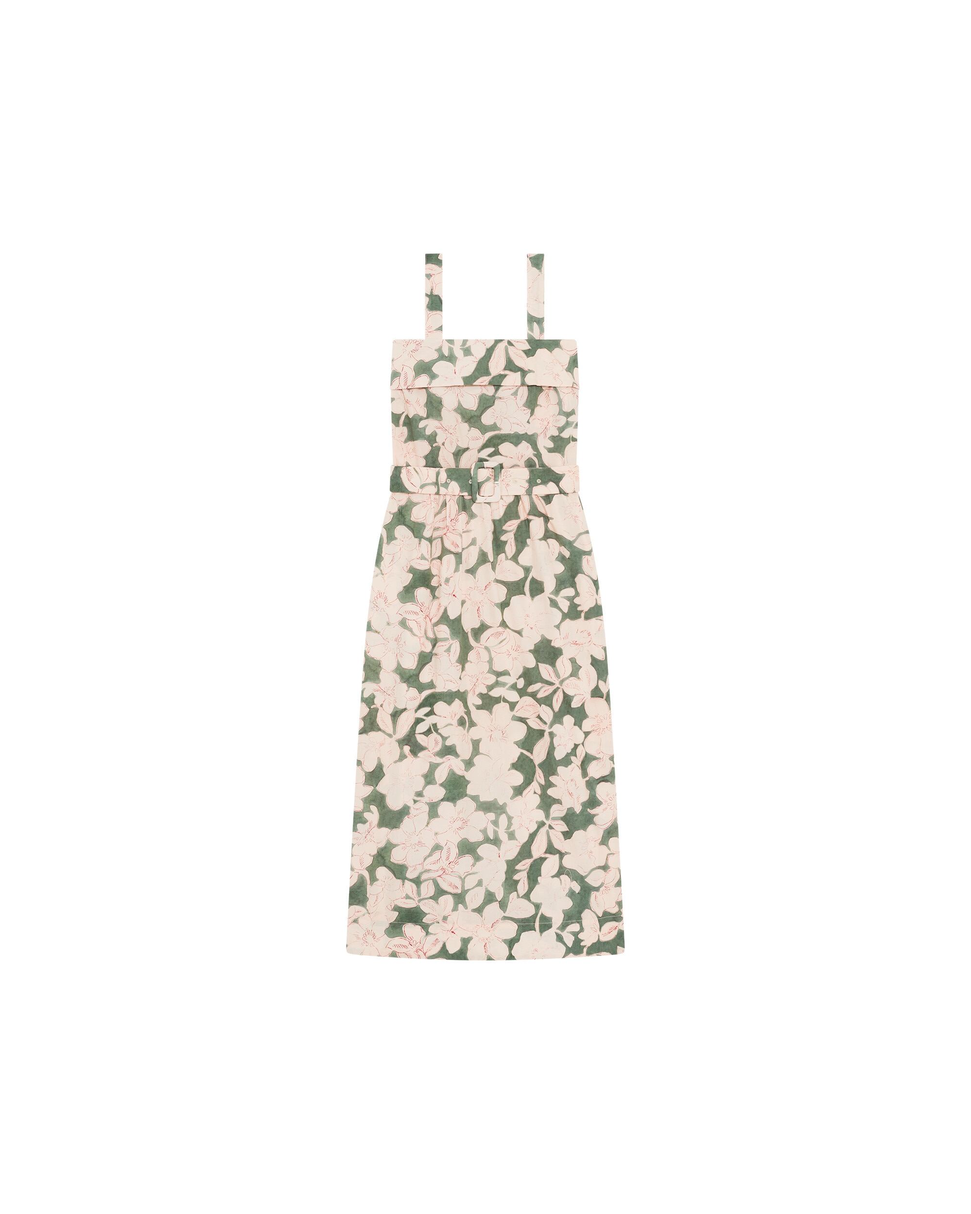 Vestido largo con escote palabra de honor y estampado floral - Caroll - Verde Verde-4