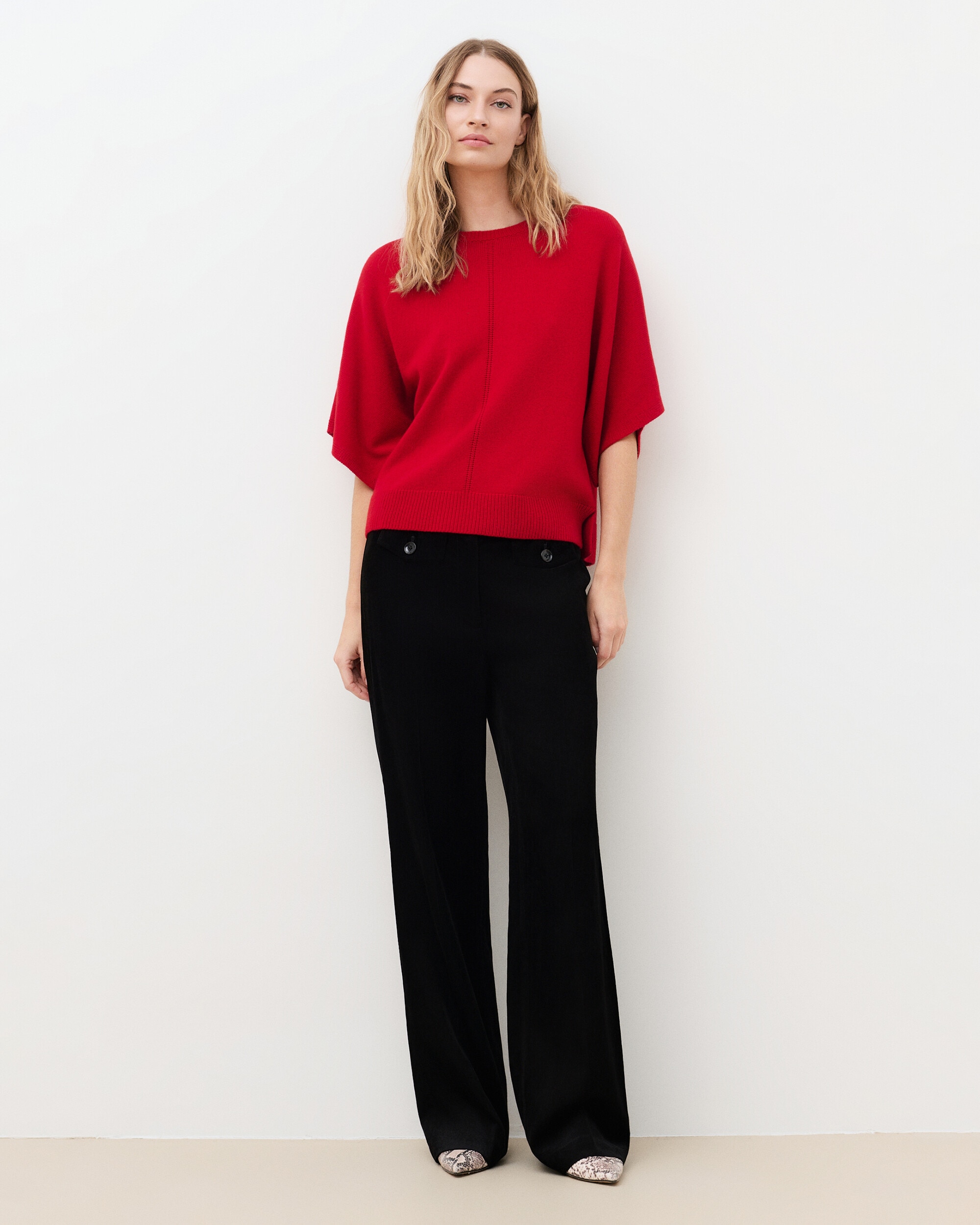Jersey de mujer con manga francesa en lana - Caroll - Rojo Rojo-1