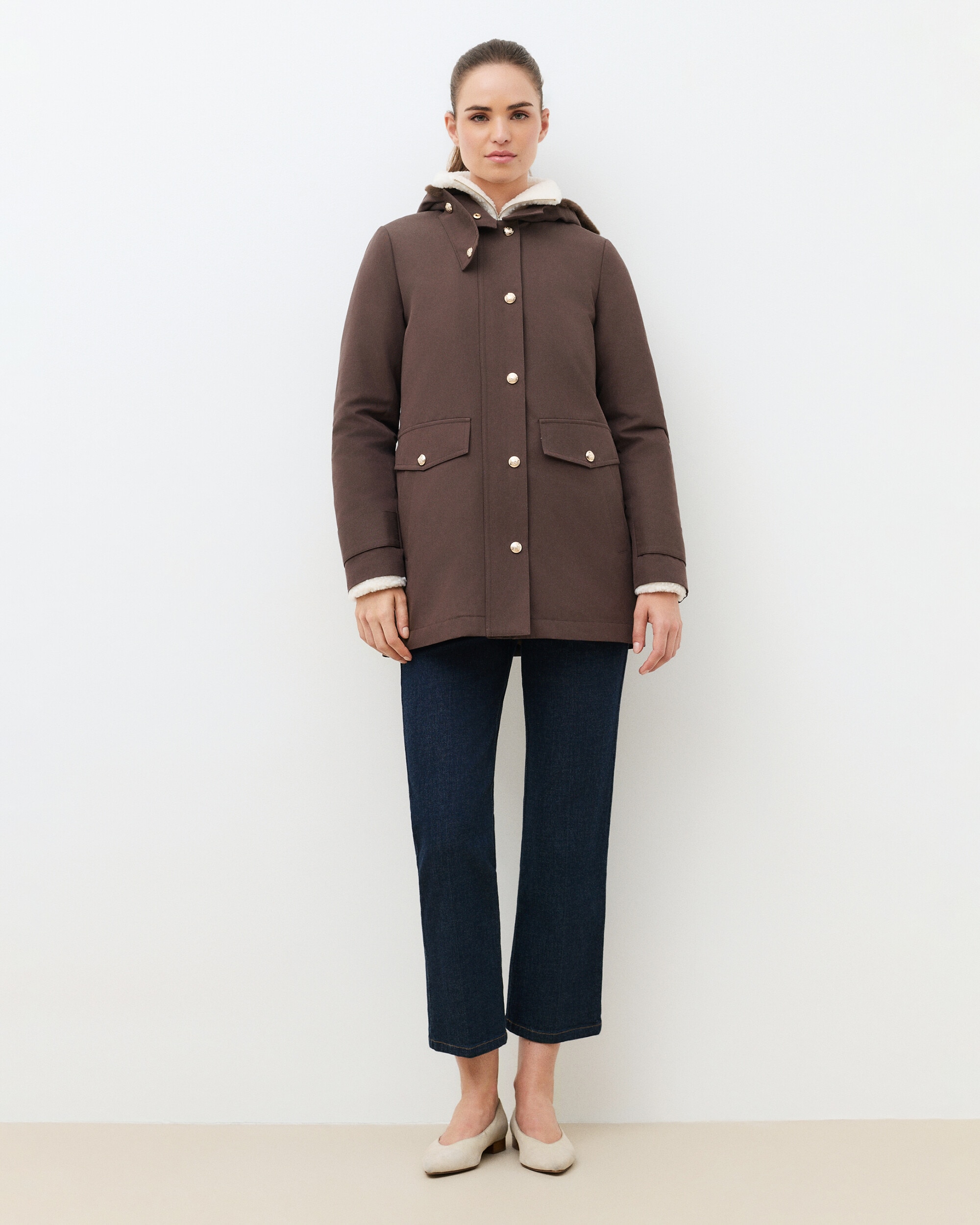 Parka de mujer con capucha - Caroll - Marrón oscuro Marrón oscuro-1