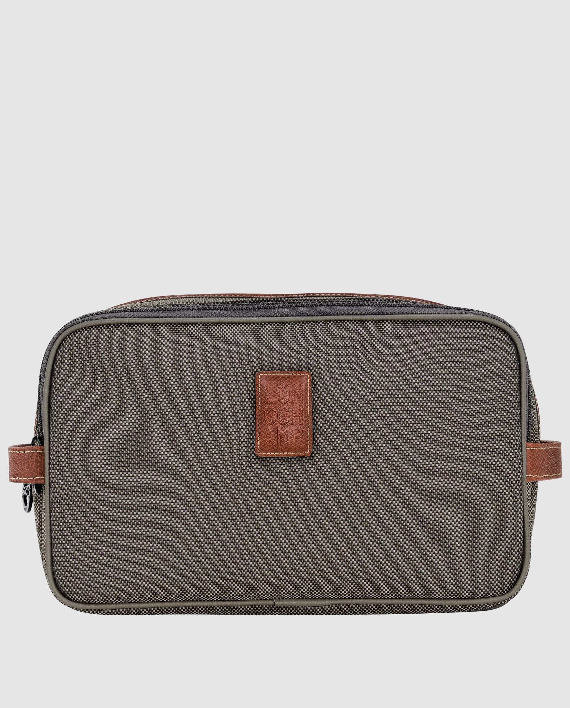 Neceser de mujer Boxford estampado liso con cremallera - Longchamp - Marrón Marrón-1