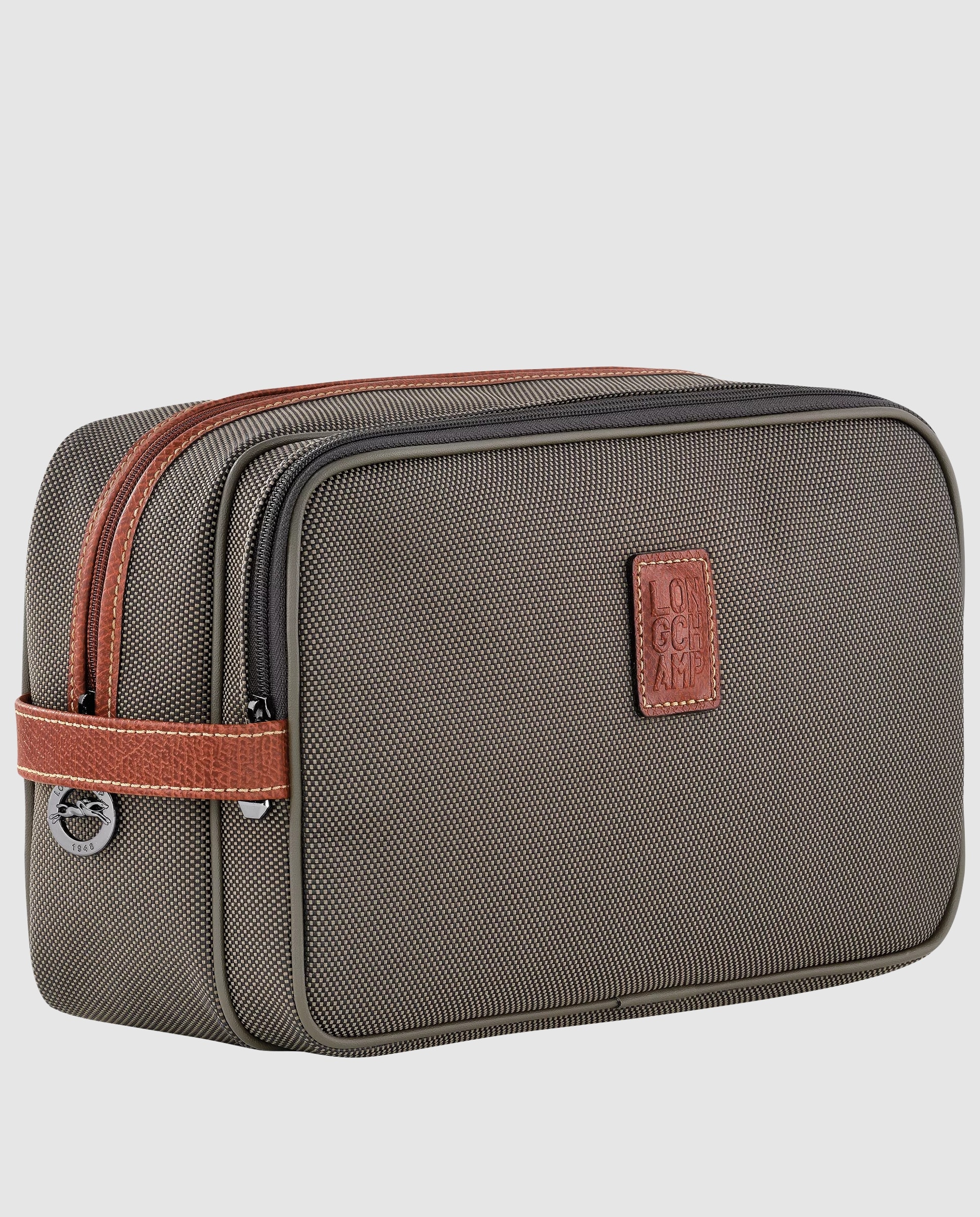 Neceser de mujer Boxford estampado liso con cremallera - Longchamp - Marrón Marrón-3