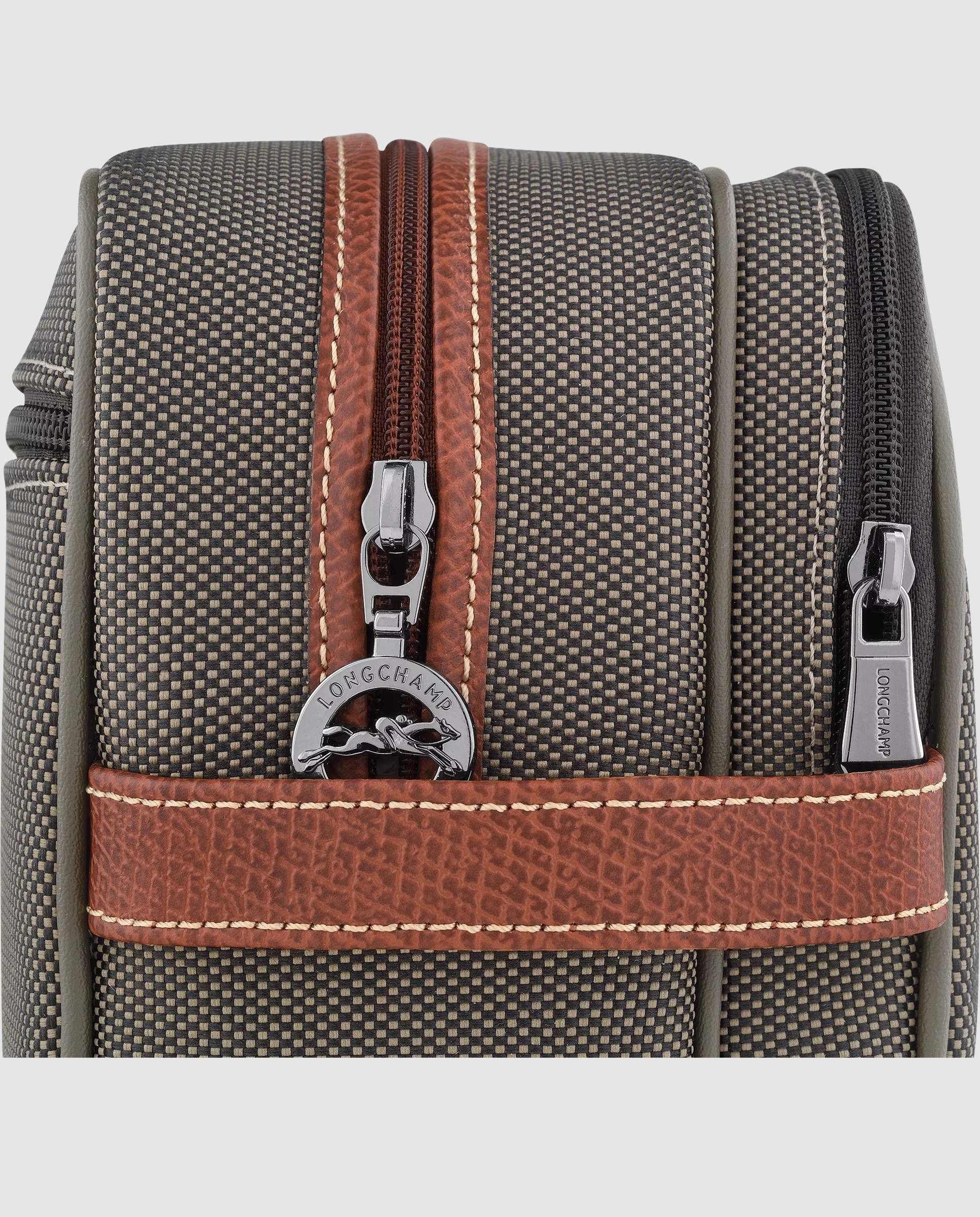 Neceser de mujer Boxford estampado liso con cremallera - Longchamp - Marrón Marrón-5