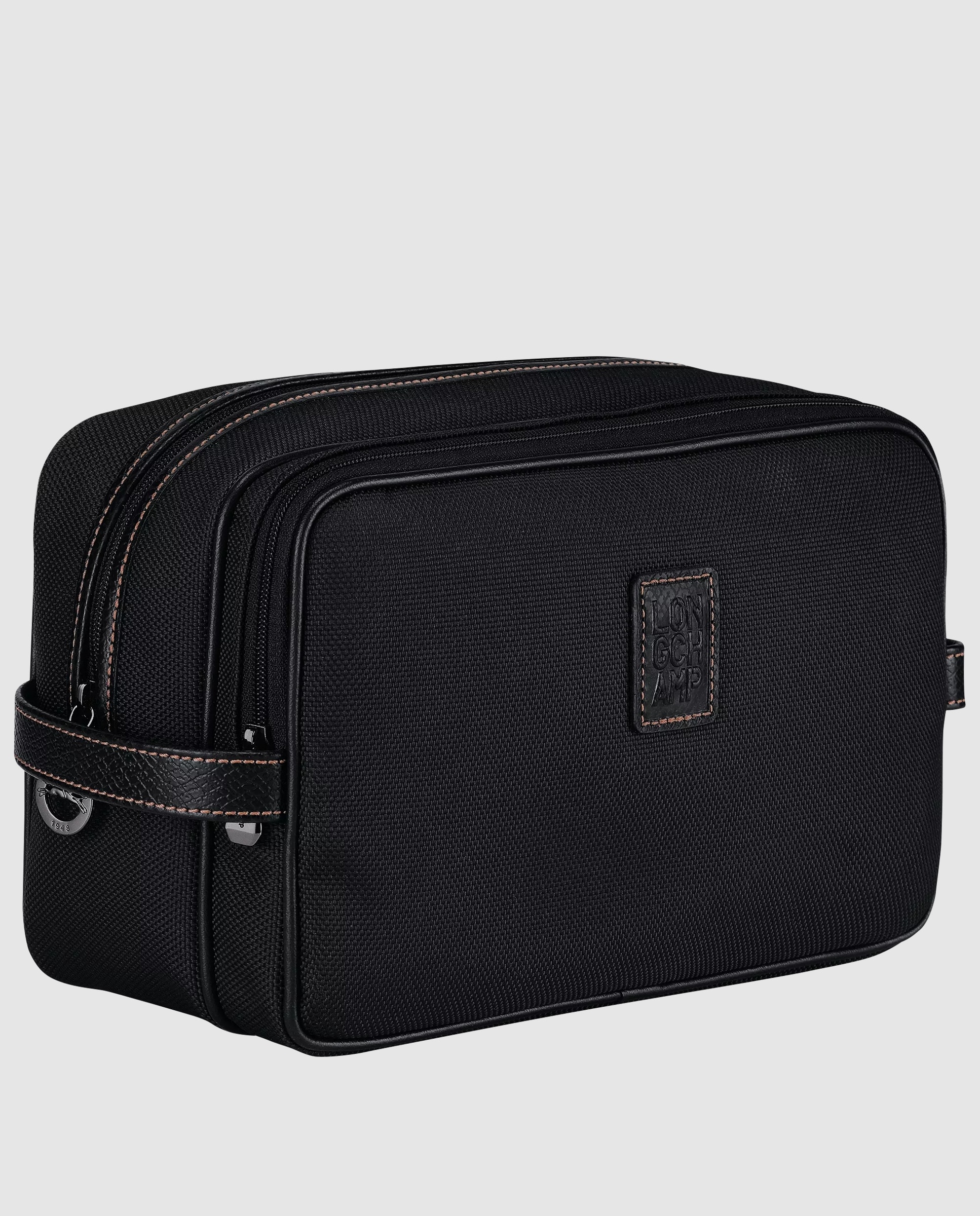 Neceser de mujer Boxford estampado liso con cremallera - Longchamp - Negro Negro-3