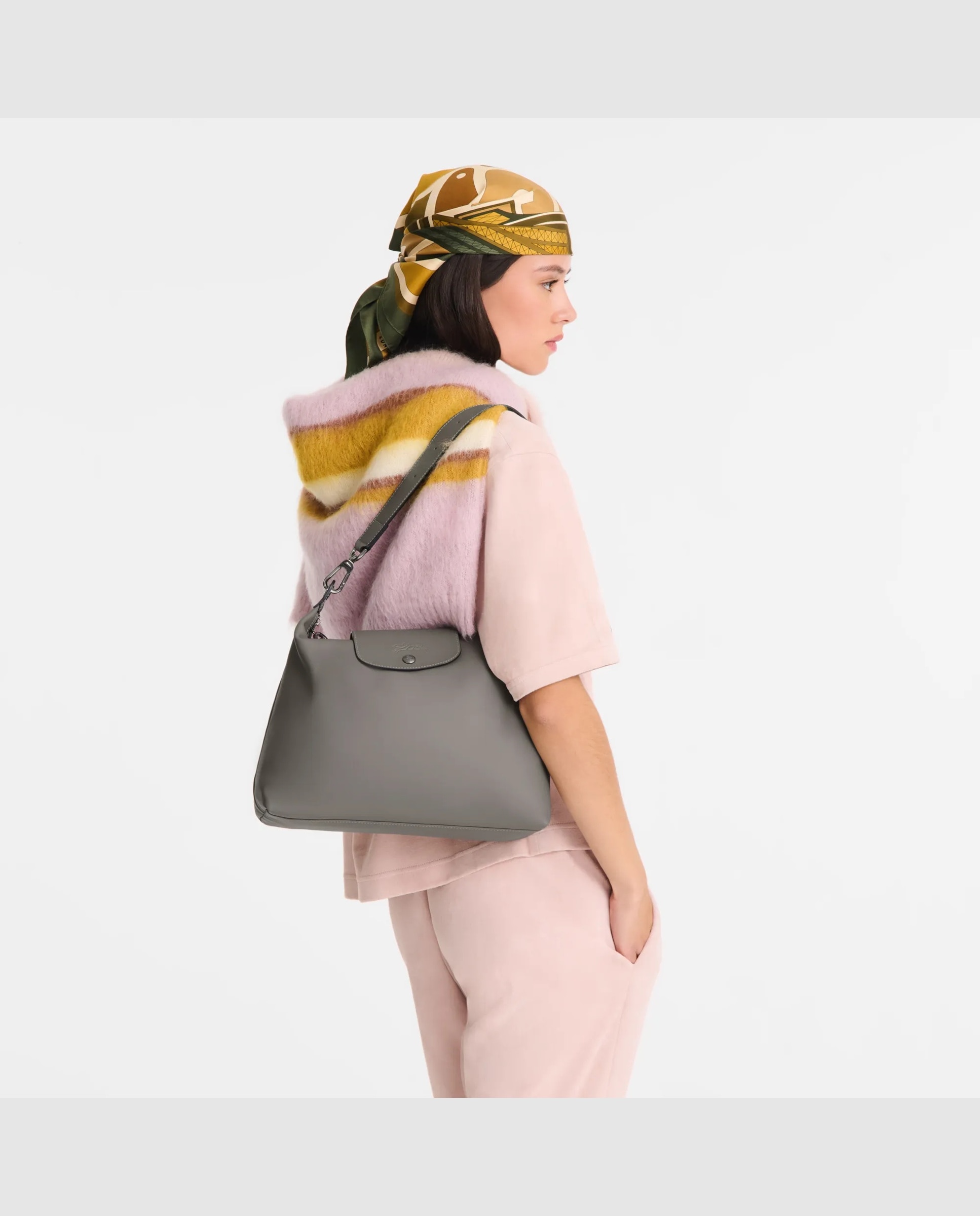 Bolso de hombro de mujer le pliage xtra en talla m - Longchamp - Gris claro Gris claro-2