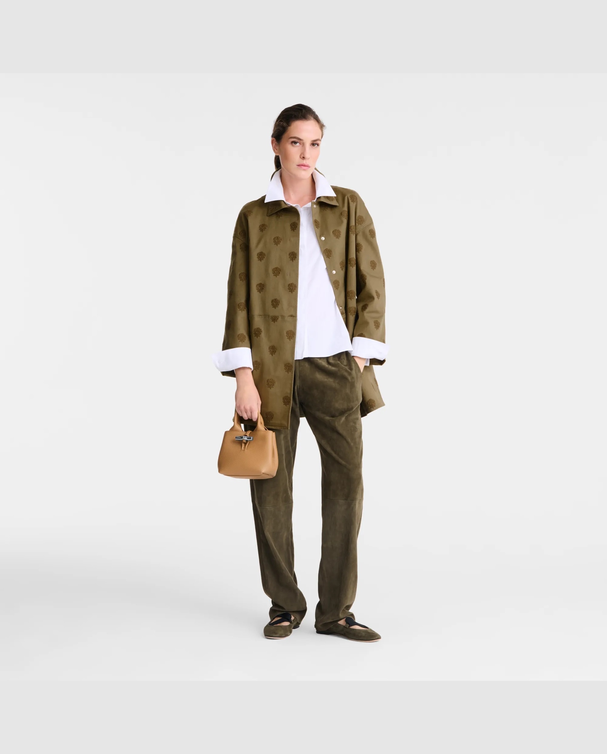 Bolsos de mano de mujer le roseau en talla xs - Longchamp - Gris claro Marrón claro-2