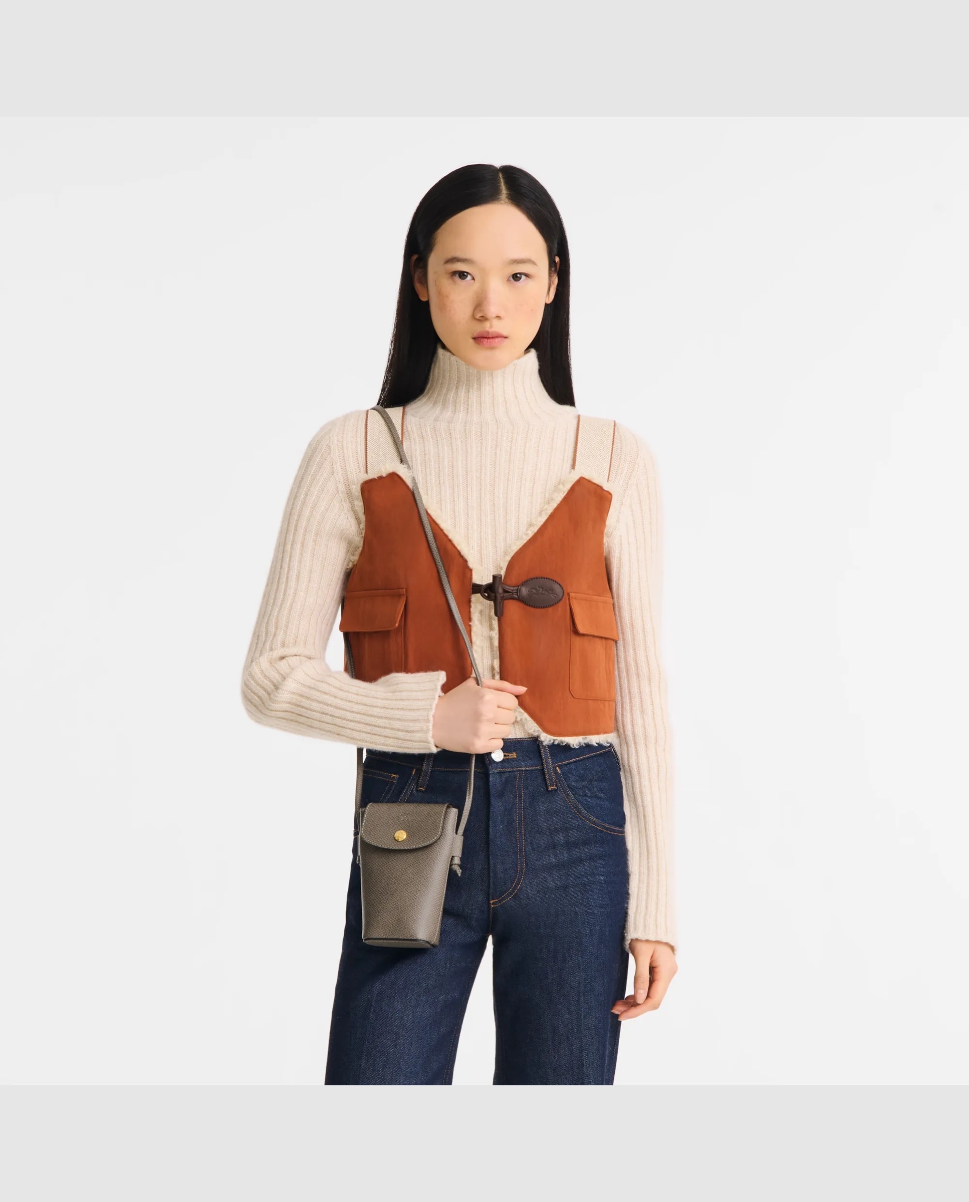 Bolso para móvil de mujer épure - Longchamp - Gris Gris-2