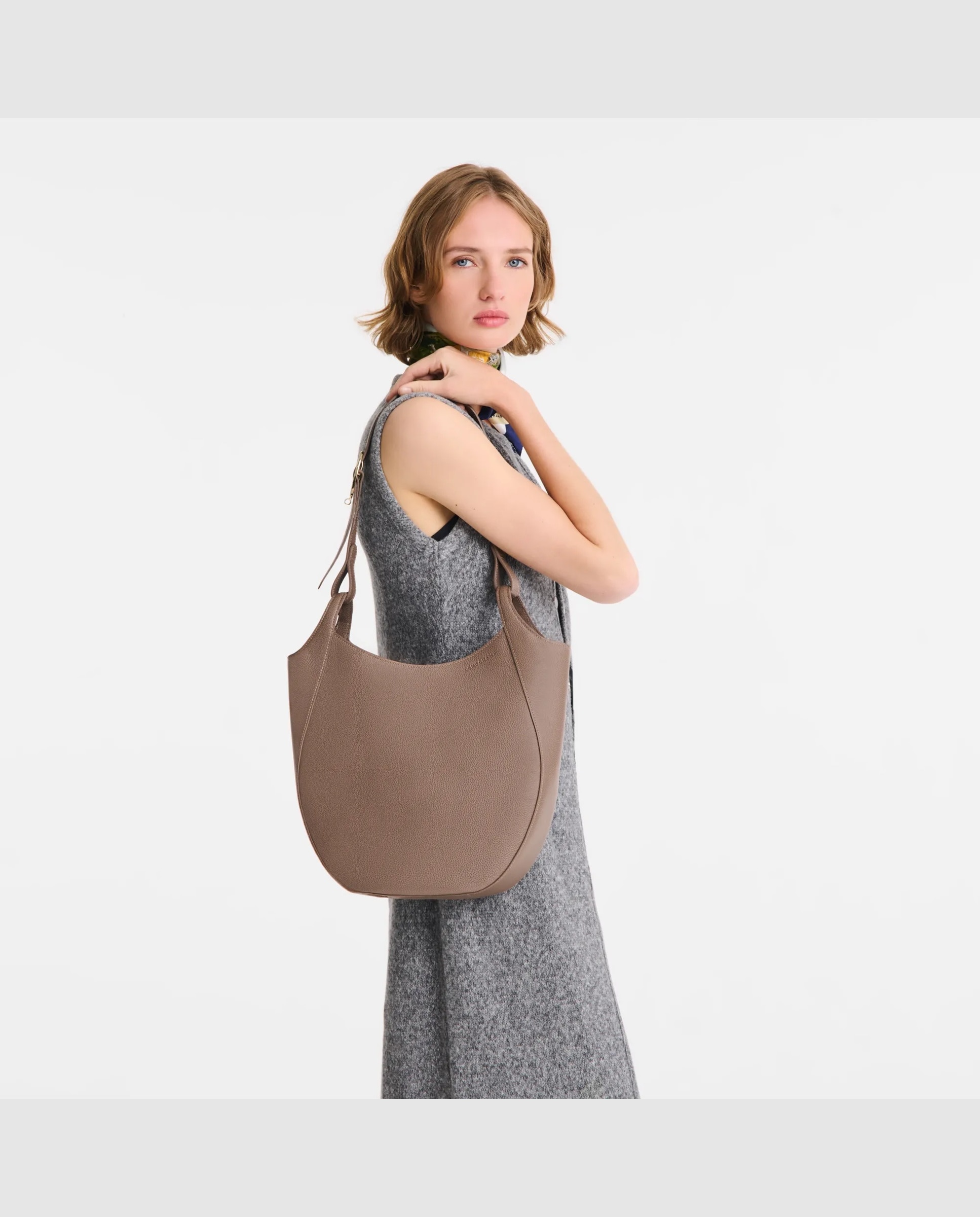 Bolsos de hombro de mujer le foulonné en talla l - Longchamp - Gris claro Gris claro-2
