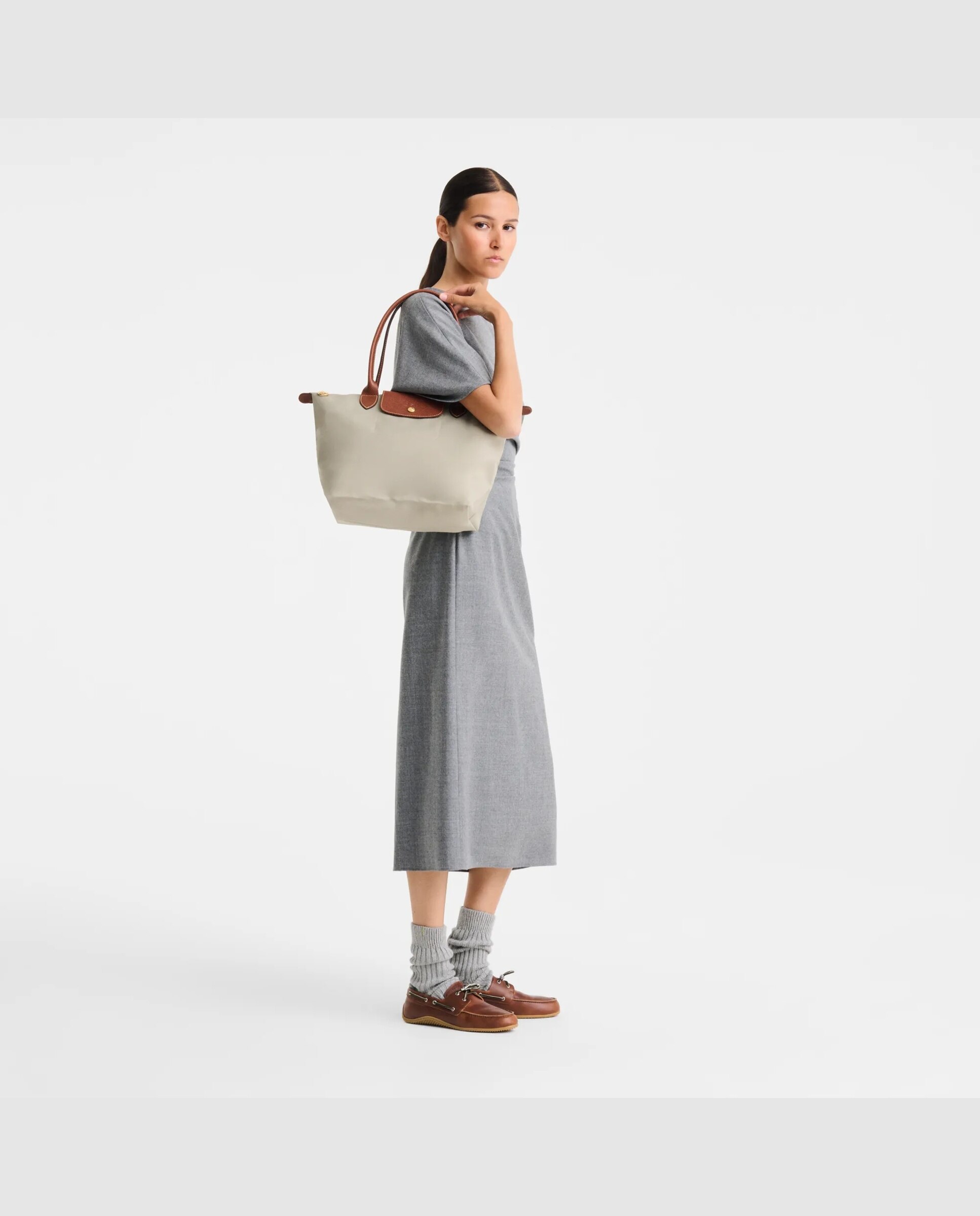 Bolsos de hombro de mujer le pliage original en talla m - Longchamp - Gris claro Gris claro-2