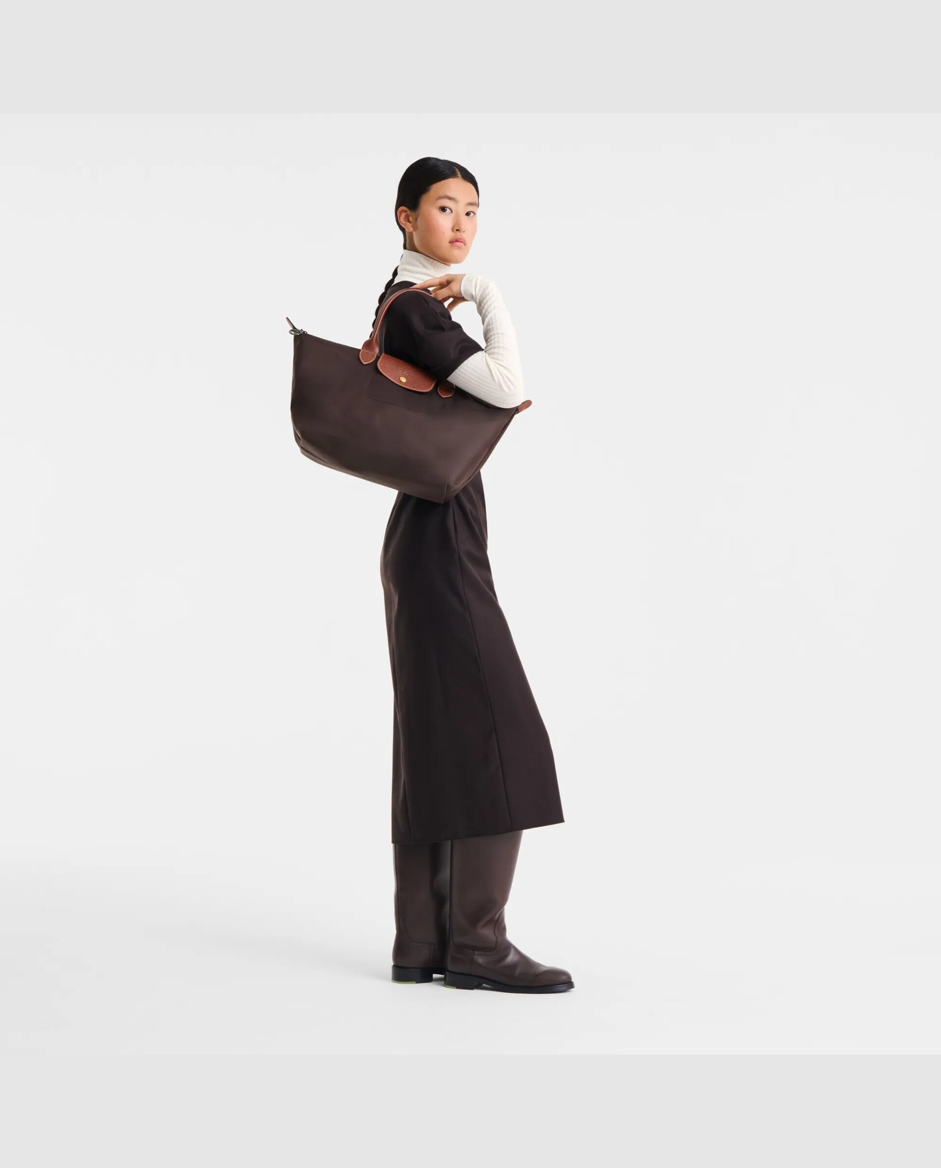 Bolsos de mano de mujer le pliage original en talla l - Longchamp - Marrón chocolate Marrón chocolate-2