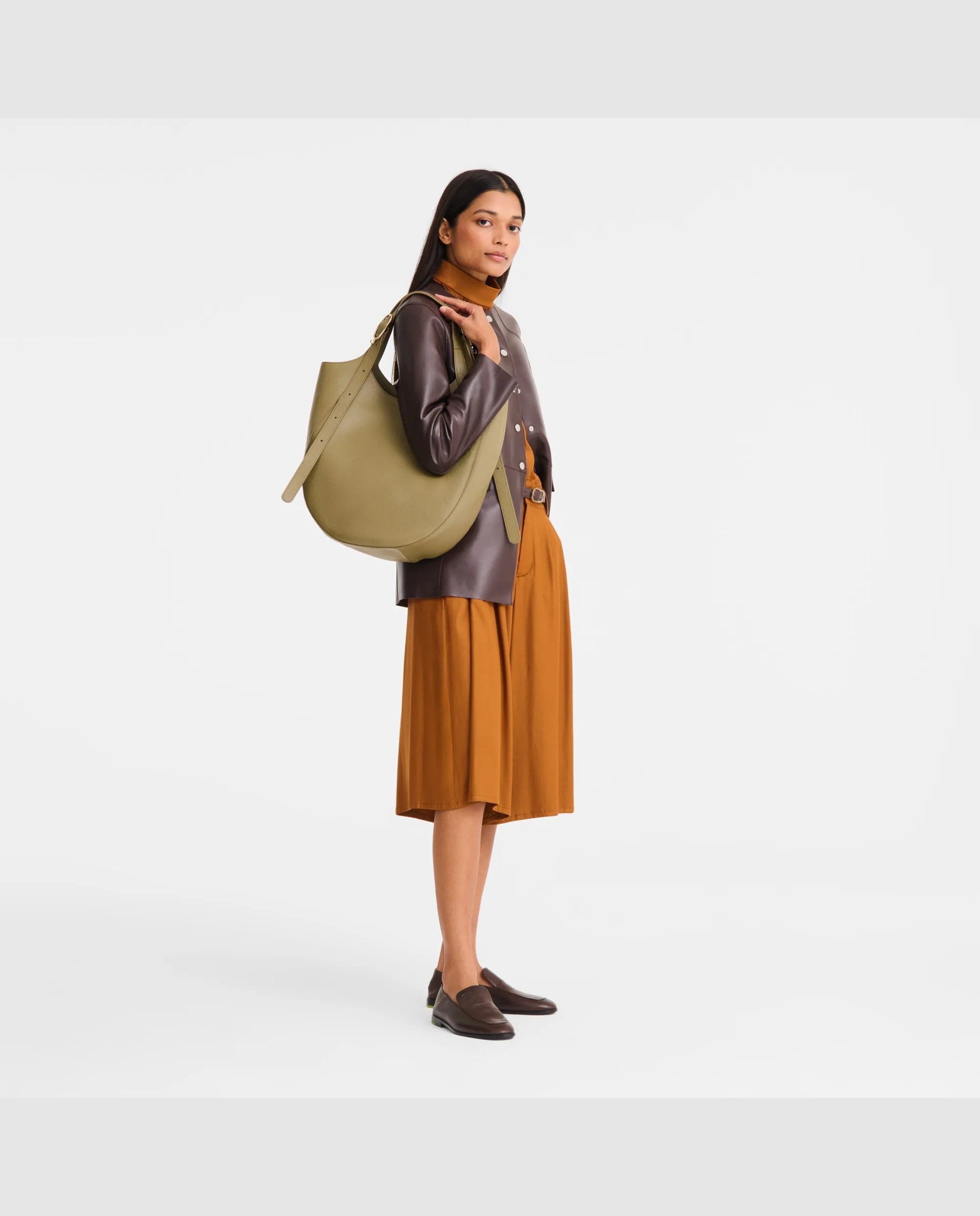 Bolsos de hombro de mujer le foulonné en talla xl - Longchamp - Verde pardo Verde pardo-2