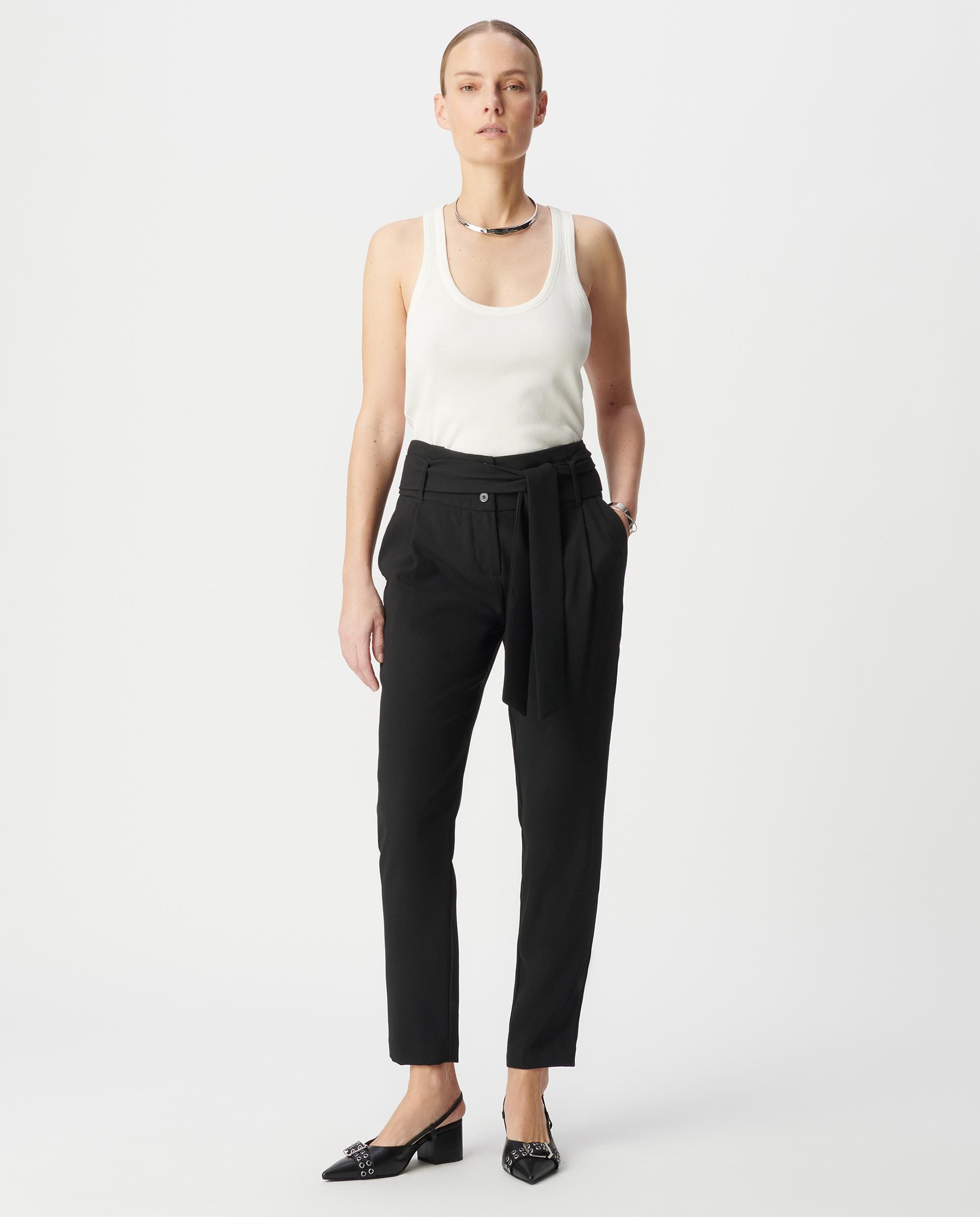 IKKS - Pantalón recto de mujer de crepé con talle alto.