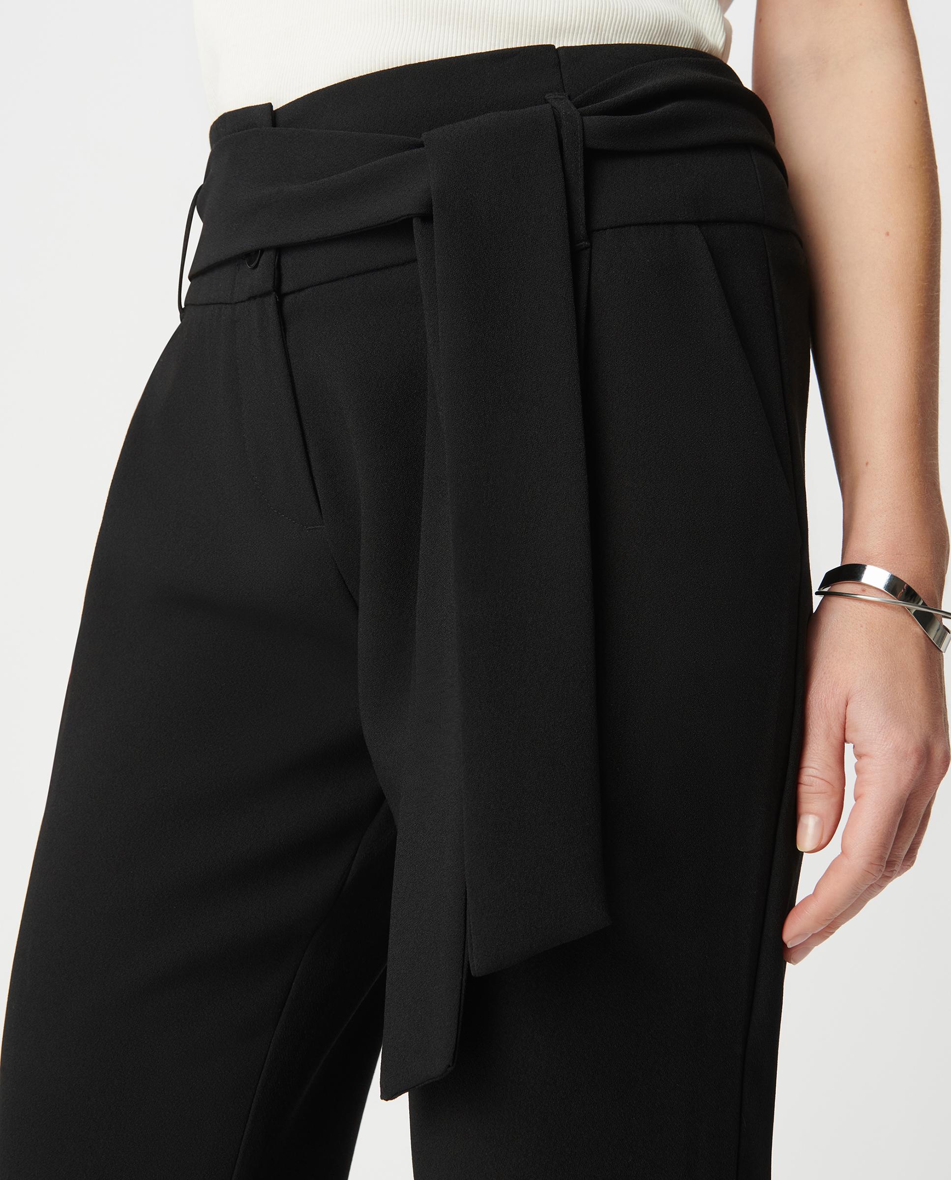 Pantalón recto de mujer de crepé con talle alto - IKKS - Negro Negro-4