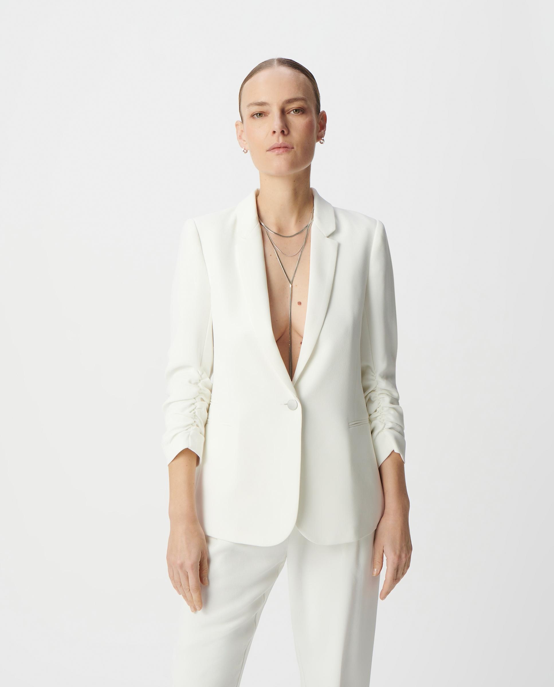 IKKS - Blazer de mujer con cierre de botón y mangas fruncidas.