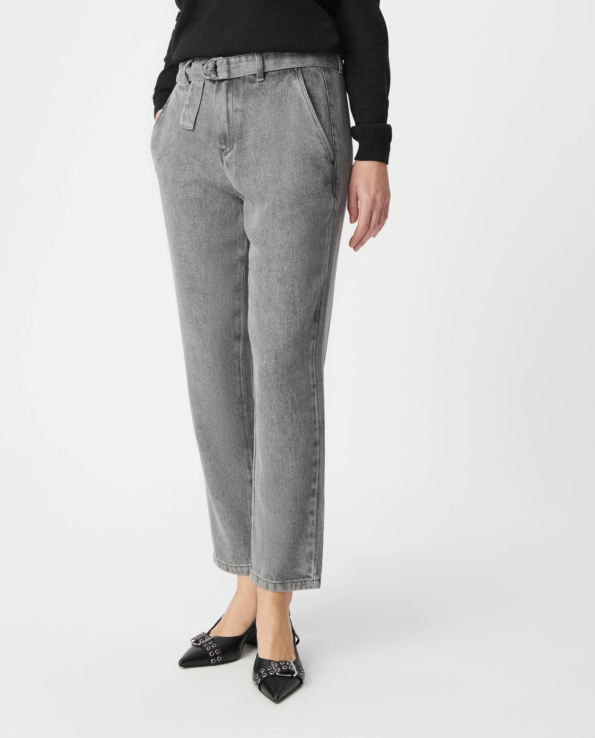 Vaquero ancho de mujer baggy lyocell® cropped - IKKS - Gris Gris-2