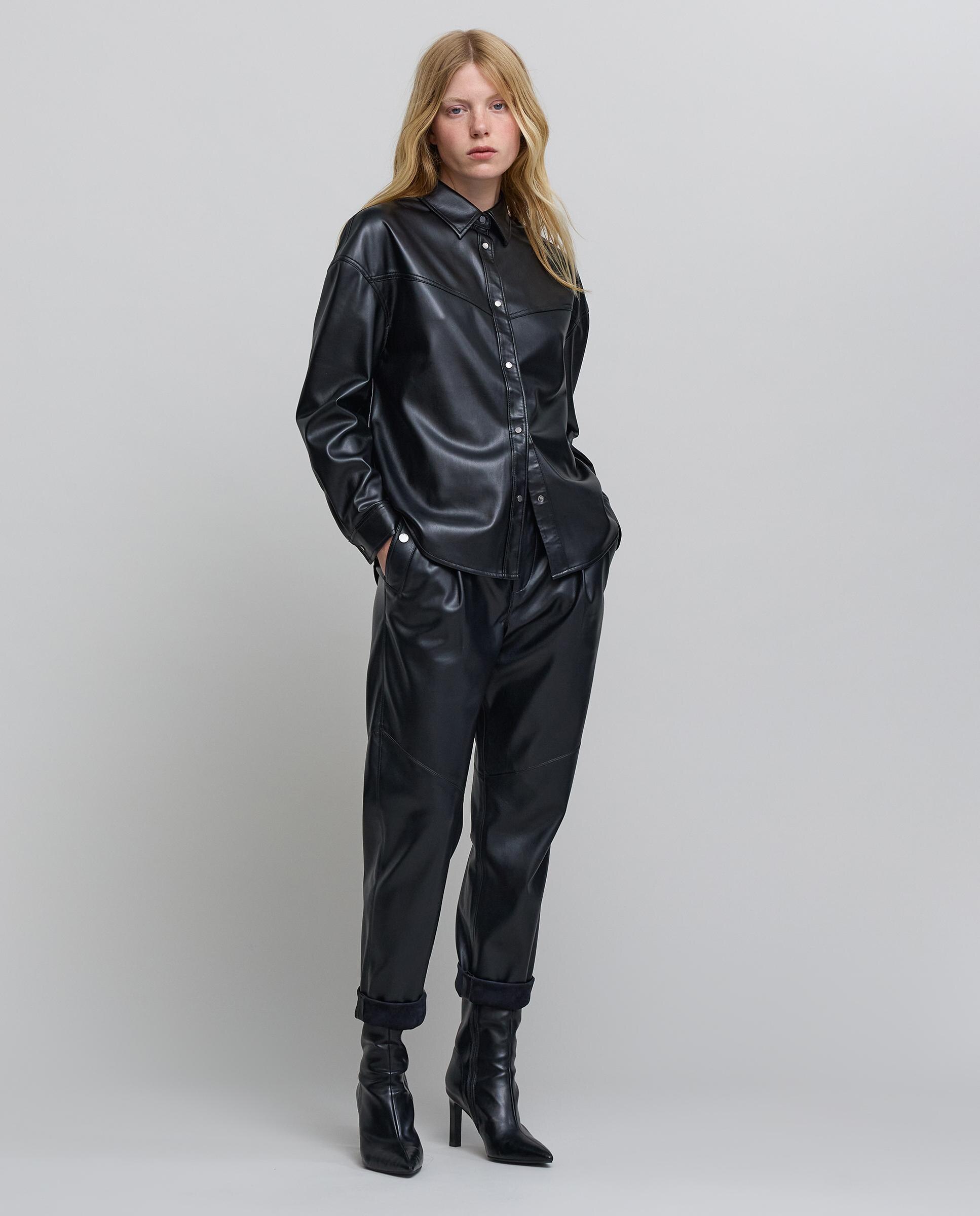 Camisa de mujer de manga larga con botones - IKKS - Negro Negro-5