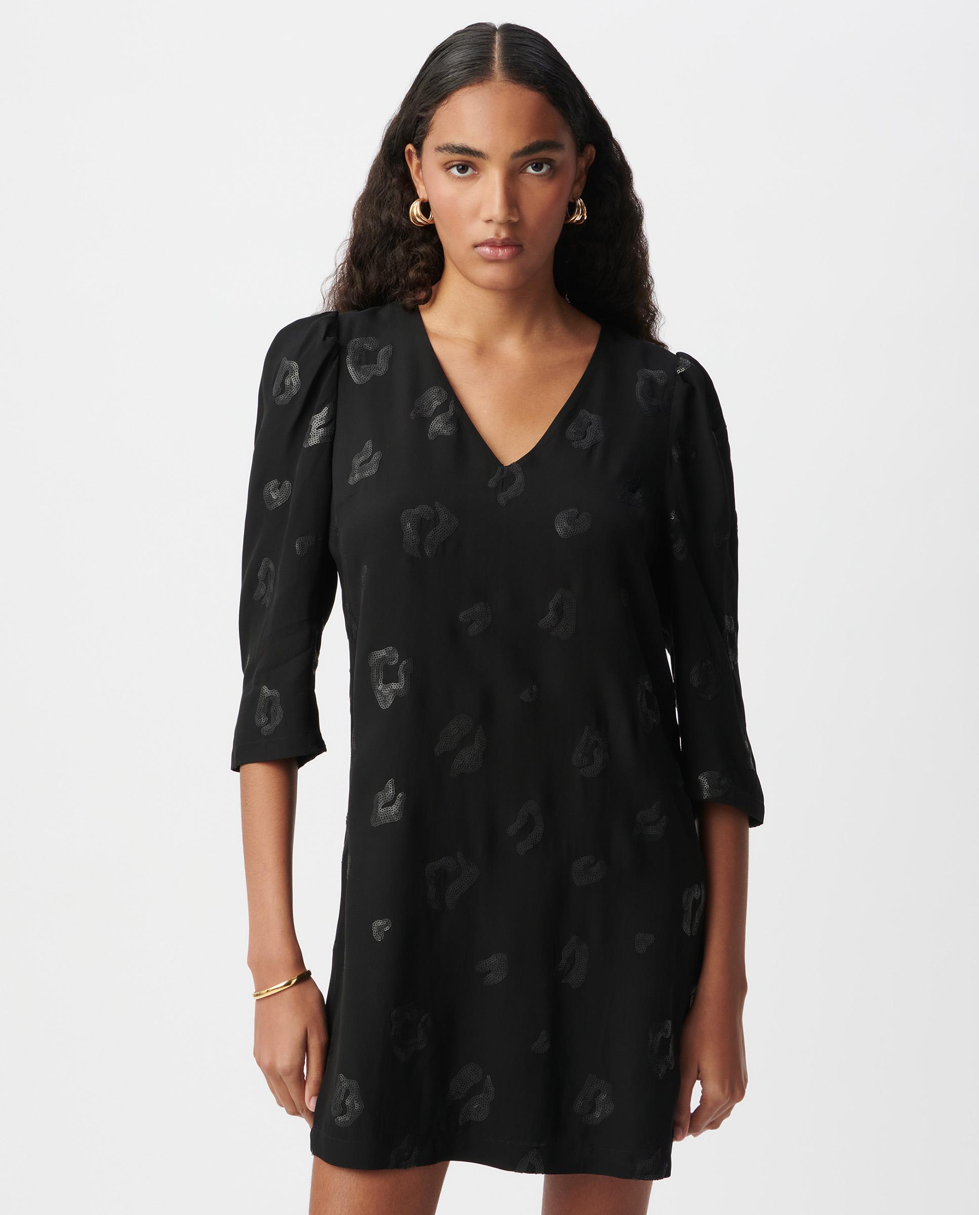 Vestido corto con cuello de pico - IKKS - Negro Negro-2