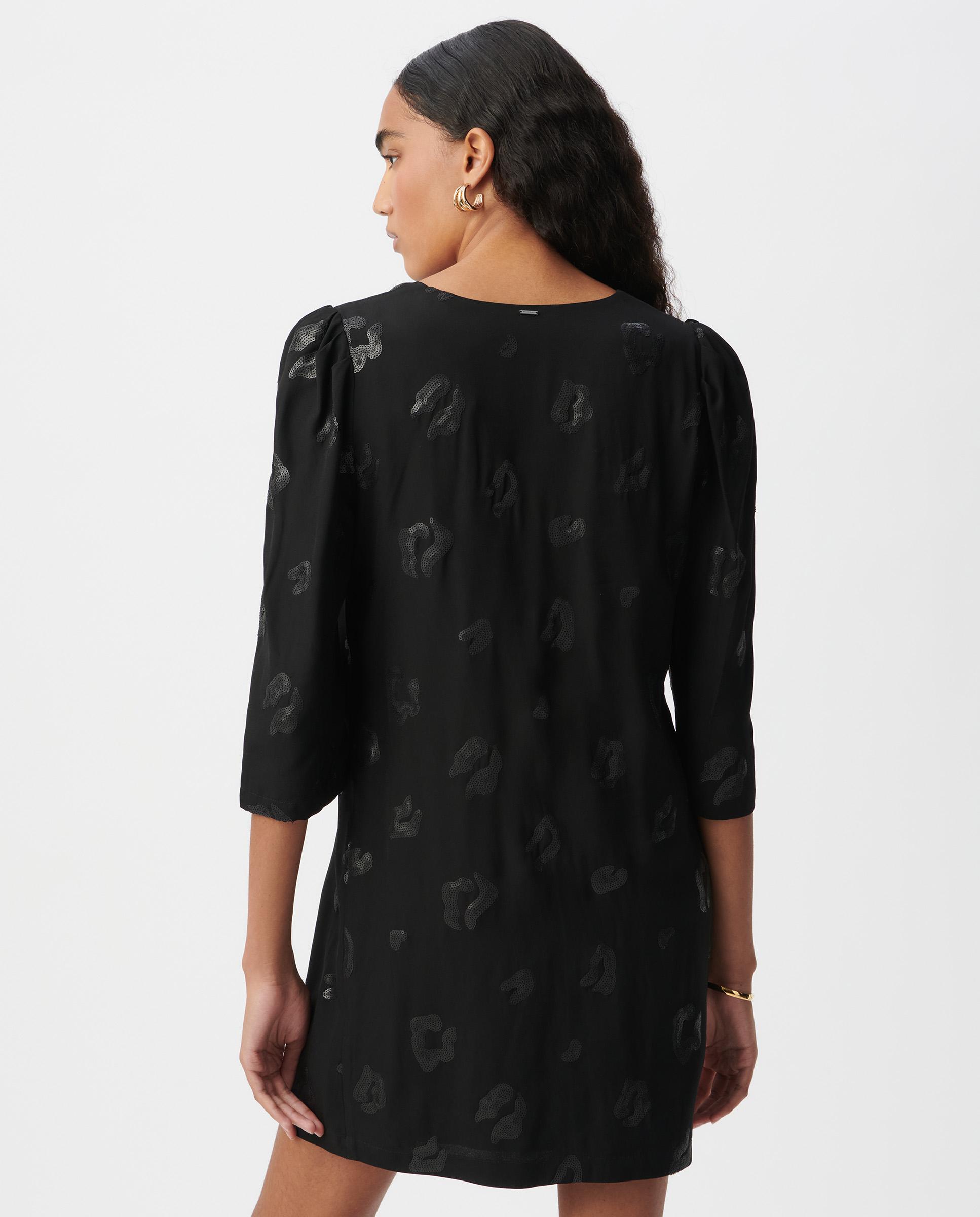 Vestido corto con cuello de pico - IKKS - Negro Negro-3