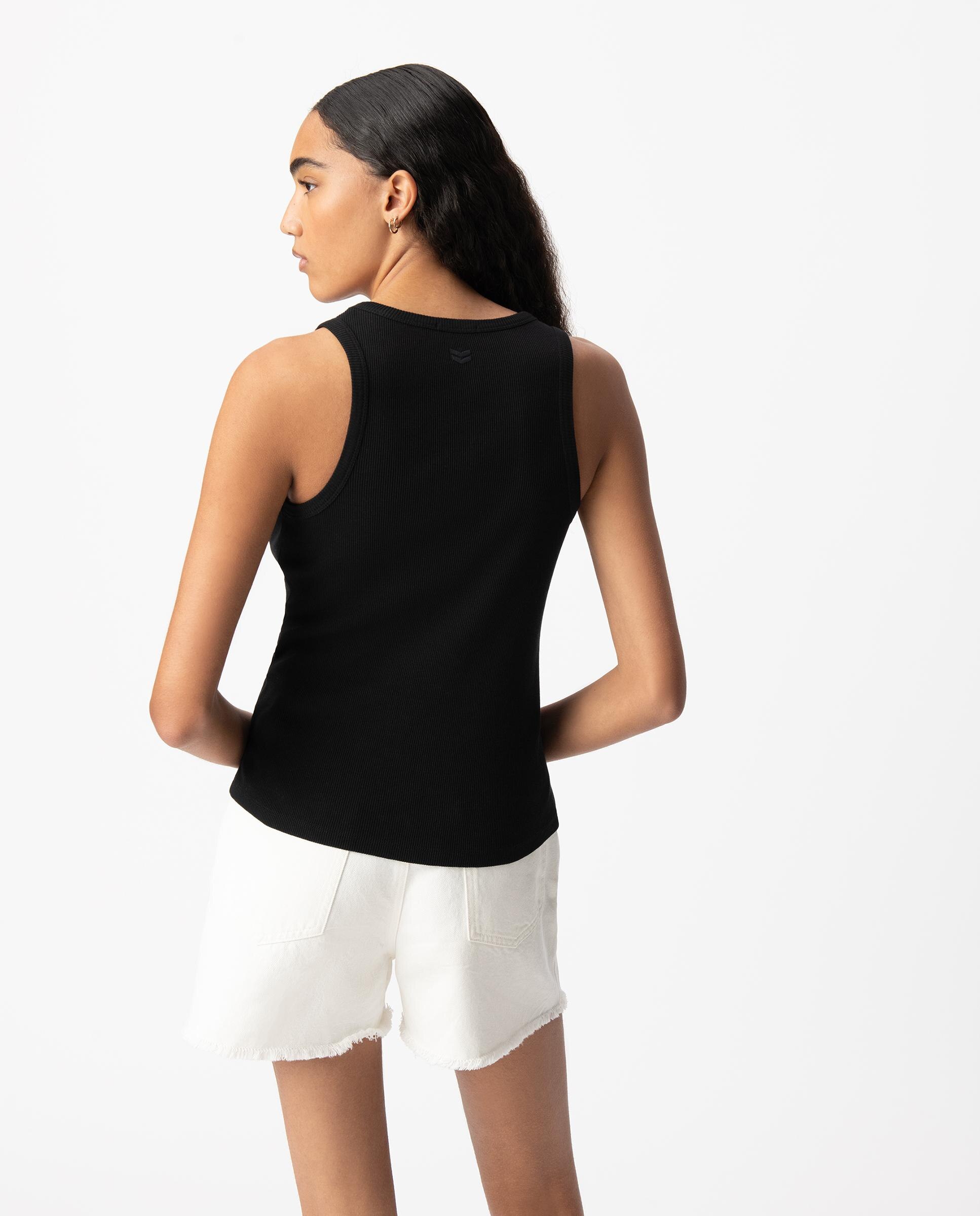 Camiseta de mujer sin mangas de canalé - IKKS - Negro Negro-3