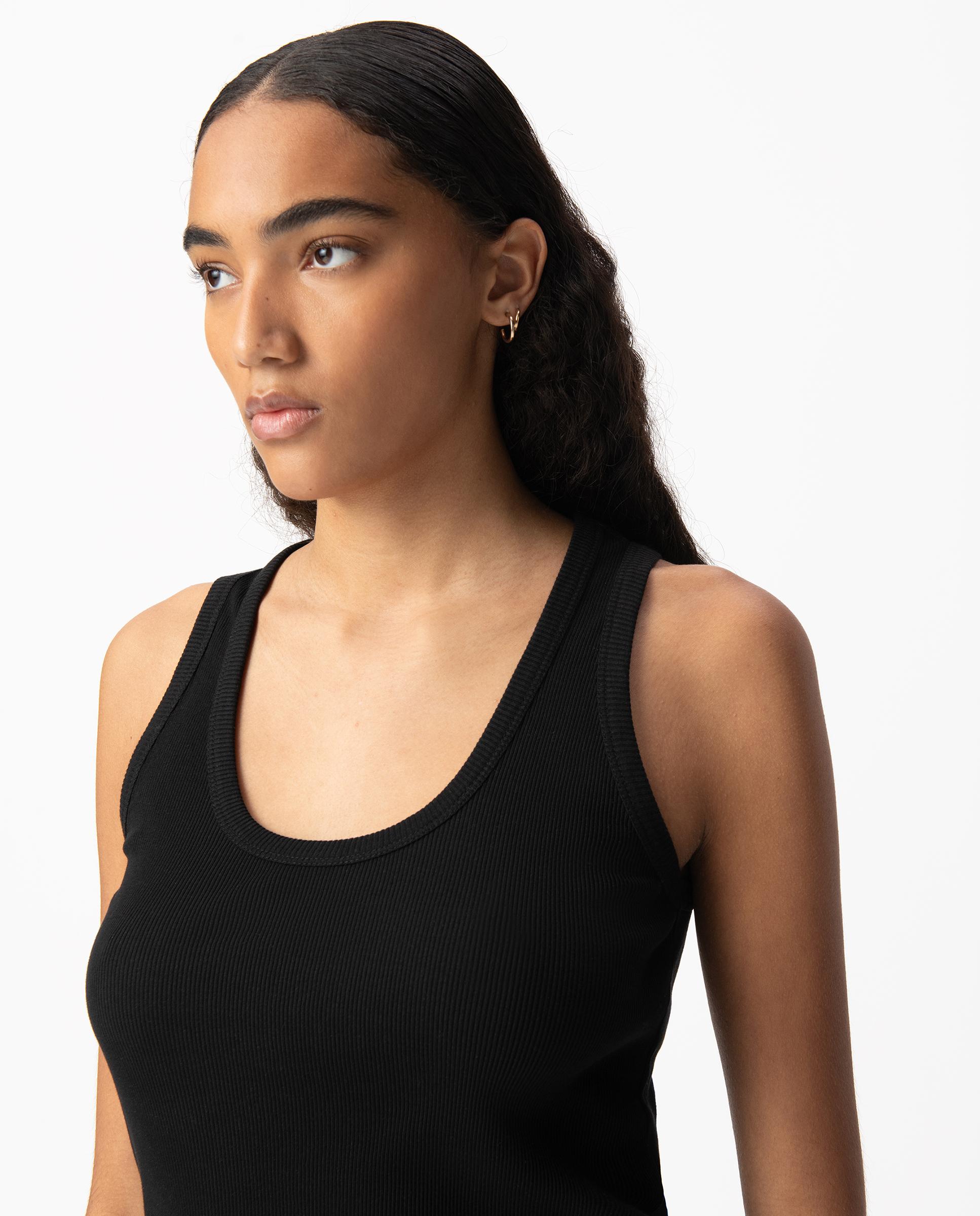 Camiseta de mujer sin mangas de canalé - IKKS - Negro Negro-4