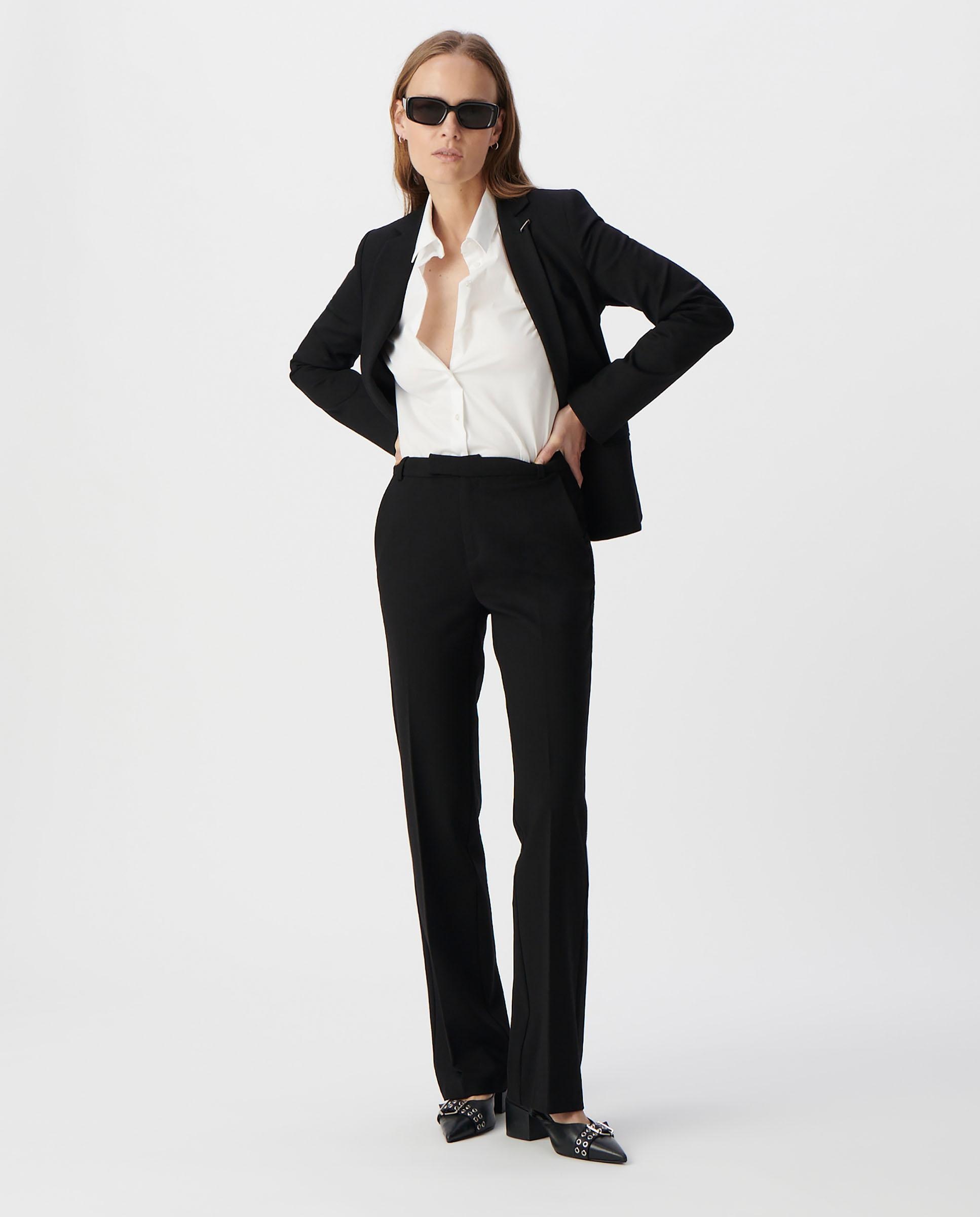 Pantalón de vestir de mujer tipo campana con bolsillos - IKKS - Negro Negro-1