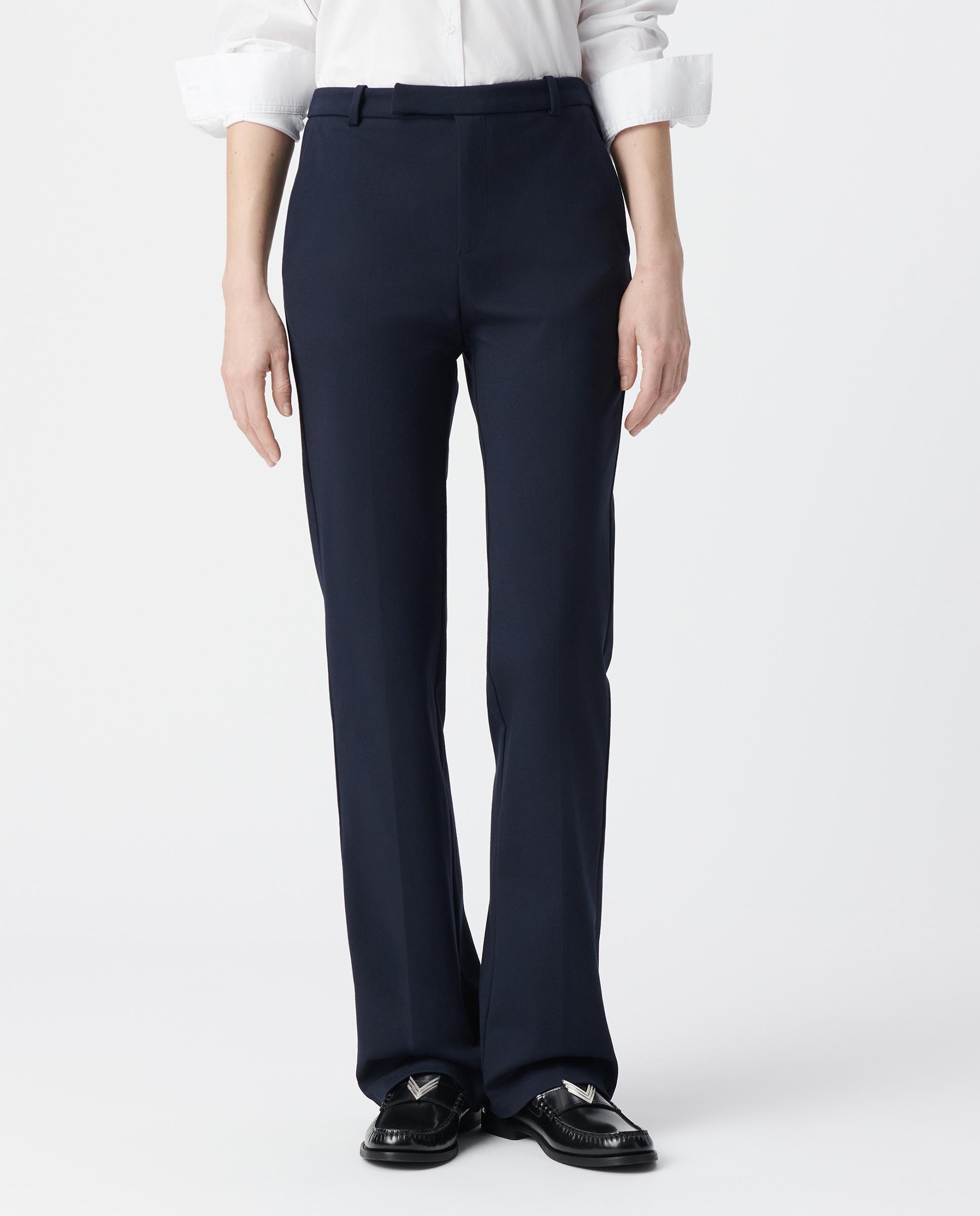 Pantalón de vestir de mujer tipo campana con bolsillos - IKKS - Azul marino Azul marino-2