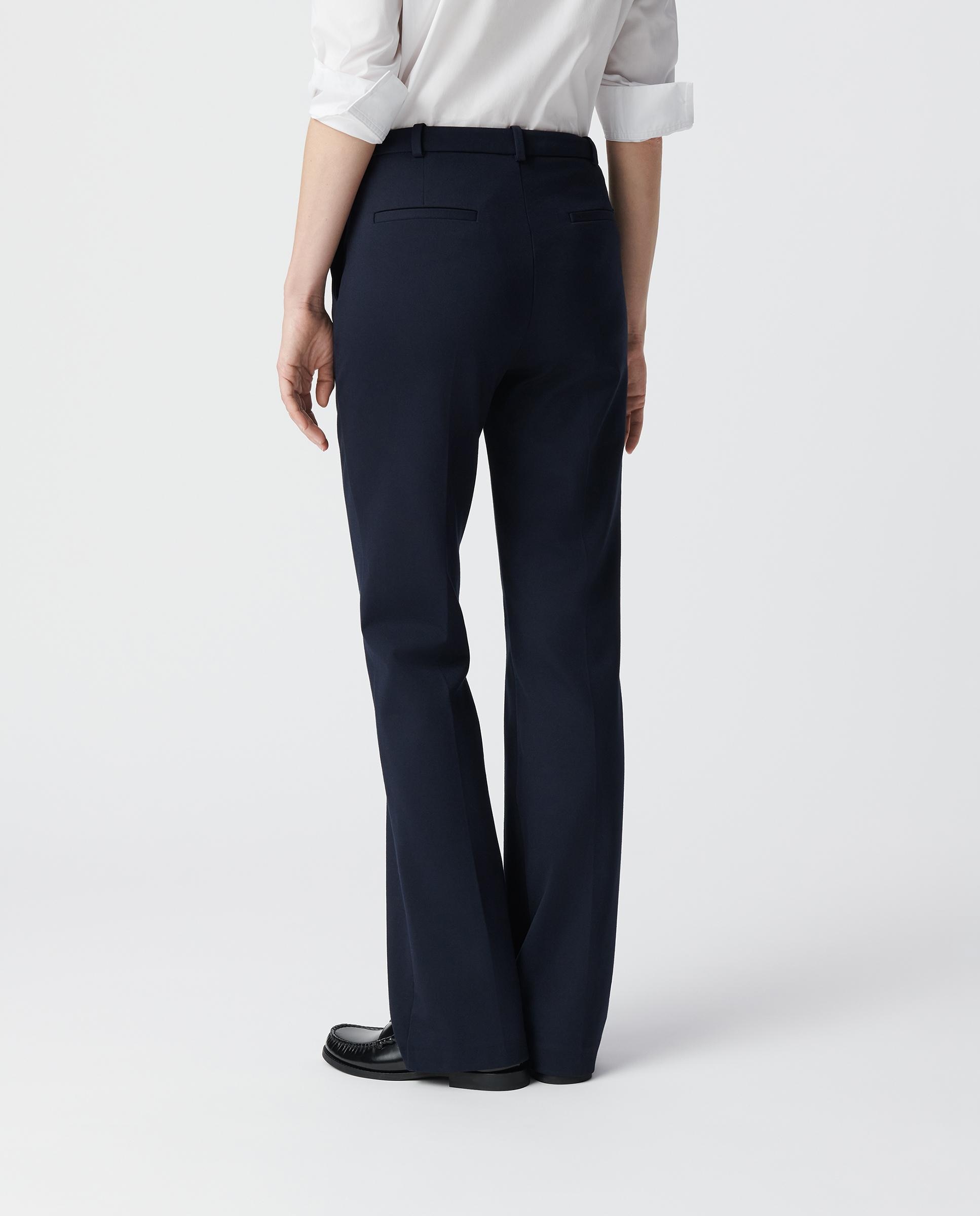 Pantalón de vestir de mujer tipo campana con bolsillos - IKKS - Azul marino Azul marino-3