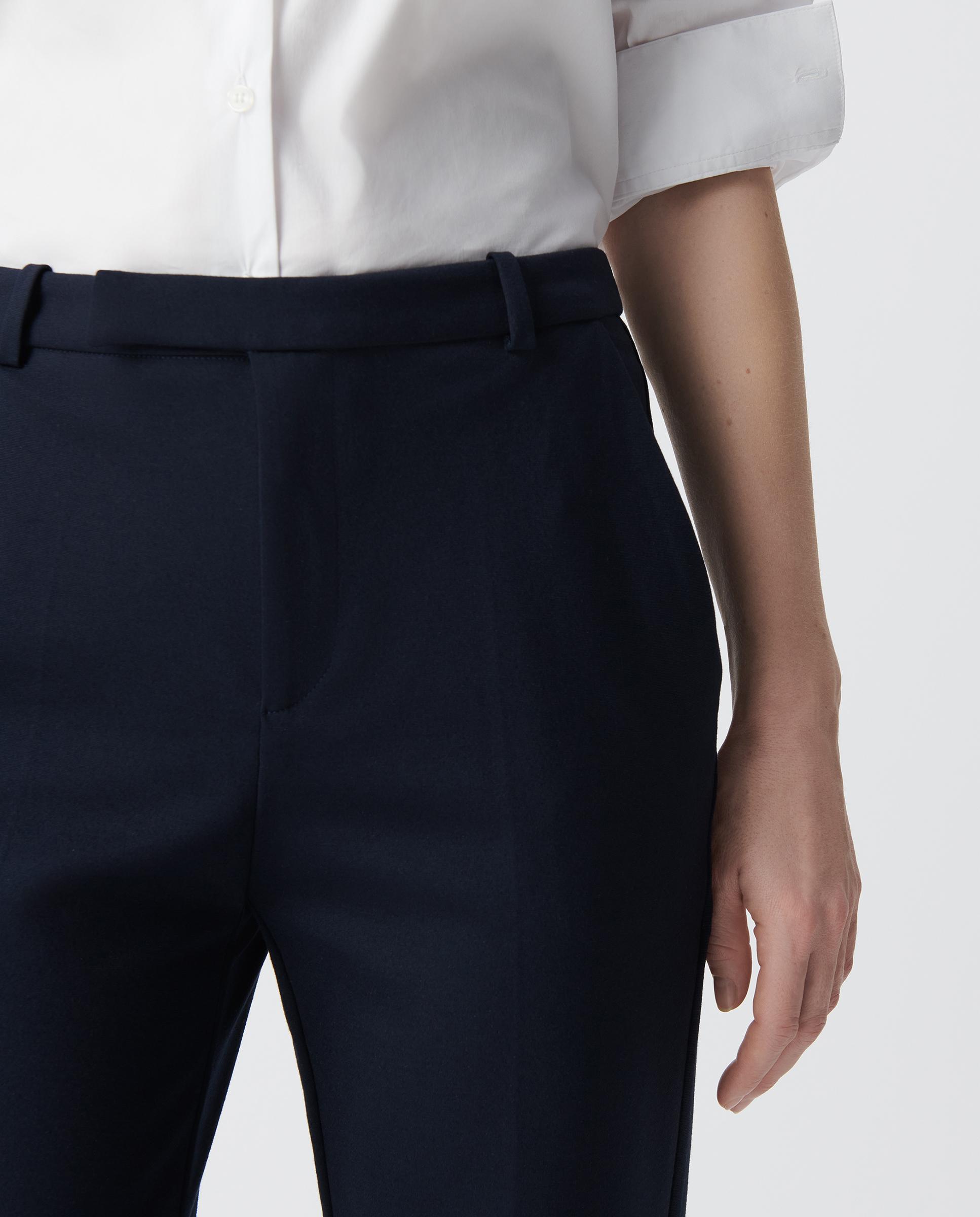 Pantalón de vestir de mujer tipo campana con bolsillos - IKKS - Azul marino Azul marino-4