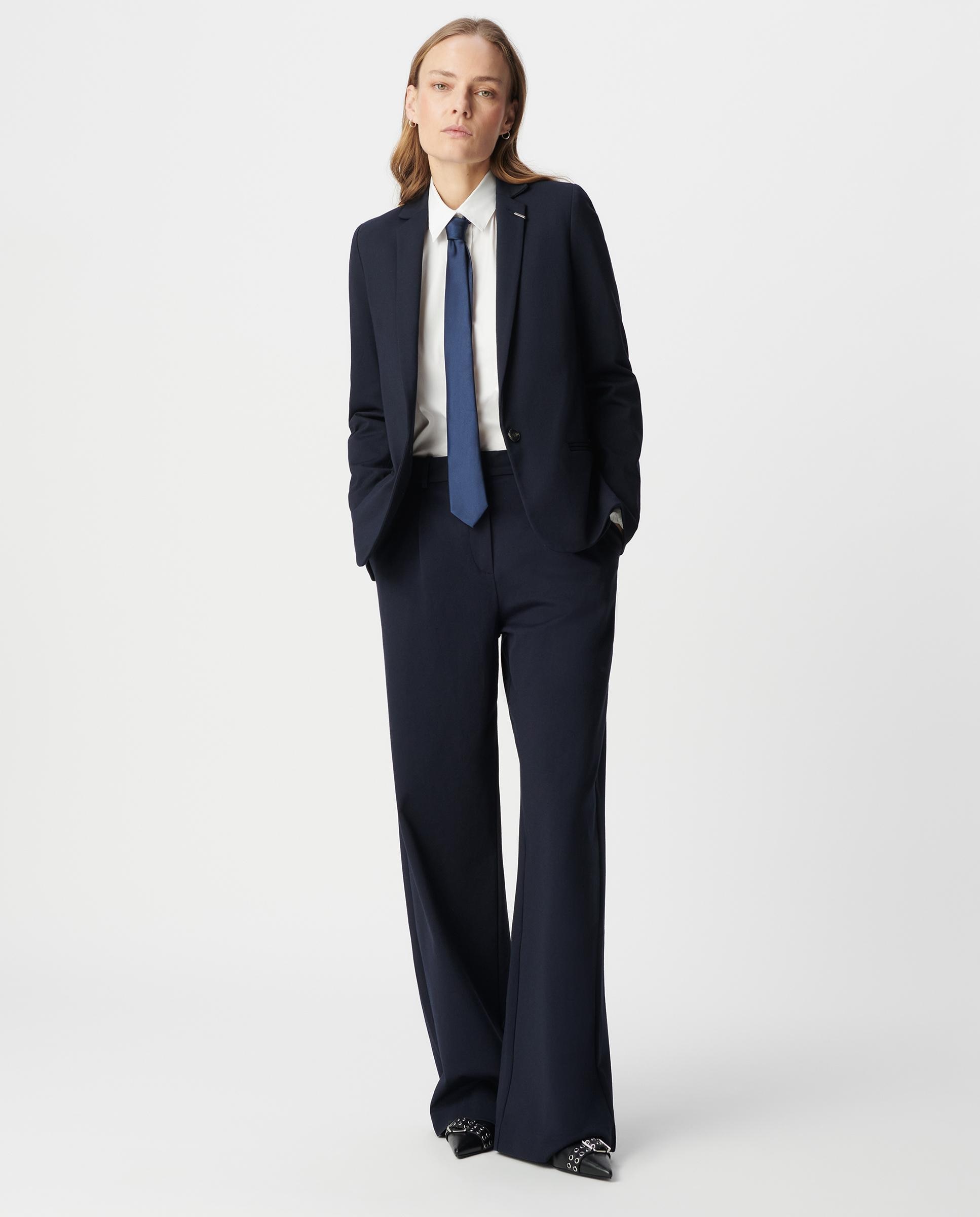 Imagen 4 de Blazer de mujer entallado en punto milano - IKKS - Azul marino Azul marino
