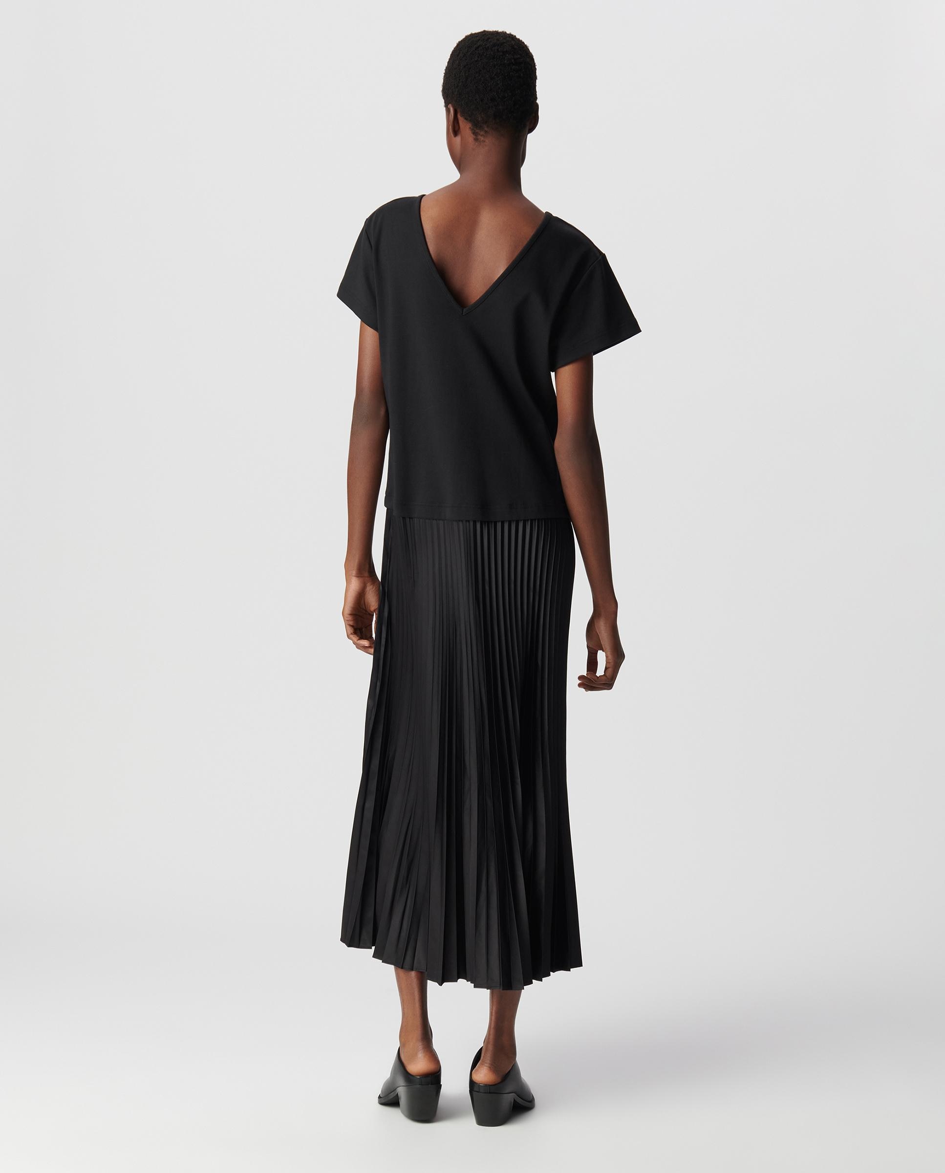 Imagen 3 de Maxi vestido plisado bimateria - IKKS - Negro Negro