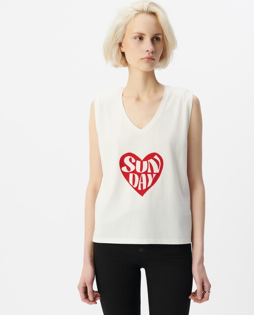 Imagen 0 de Camiseta de mujer sin mangas con cuello de pico